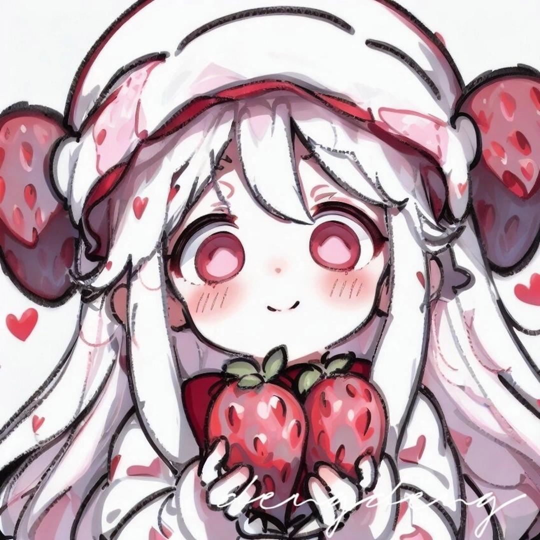 粉色系头像可爱草莓 东人物头像