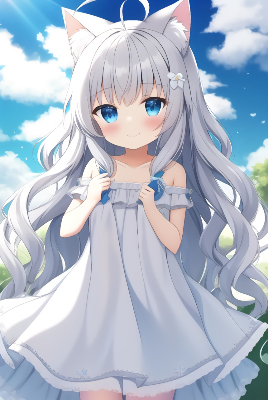 银髮の猫耳少女 可以说是踩着我的xp画出来的了,但是ai 作者(生成):く