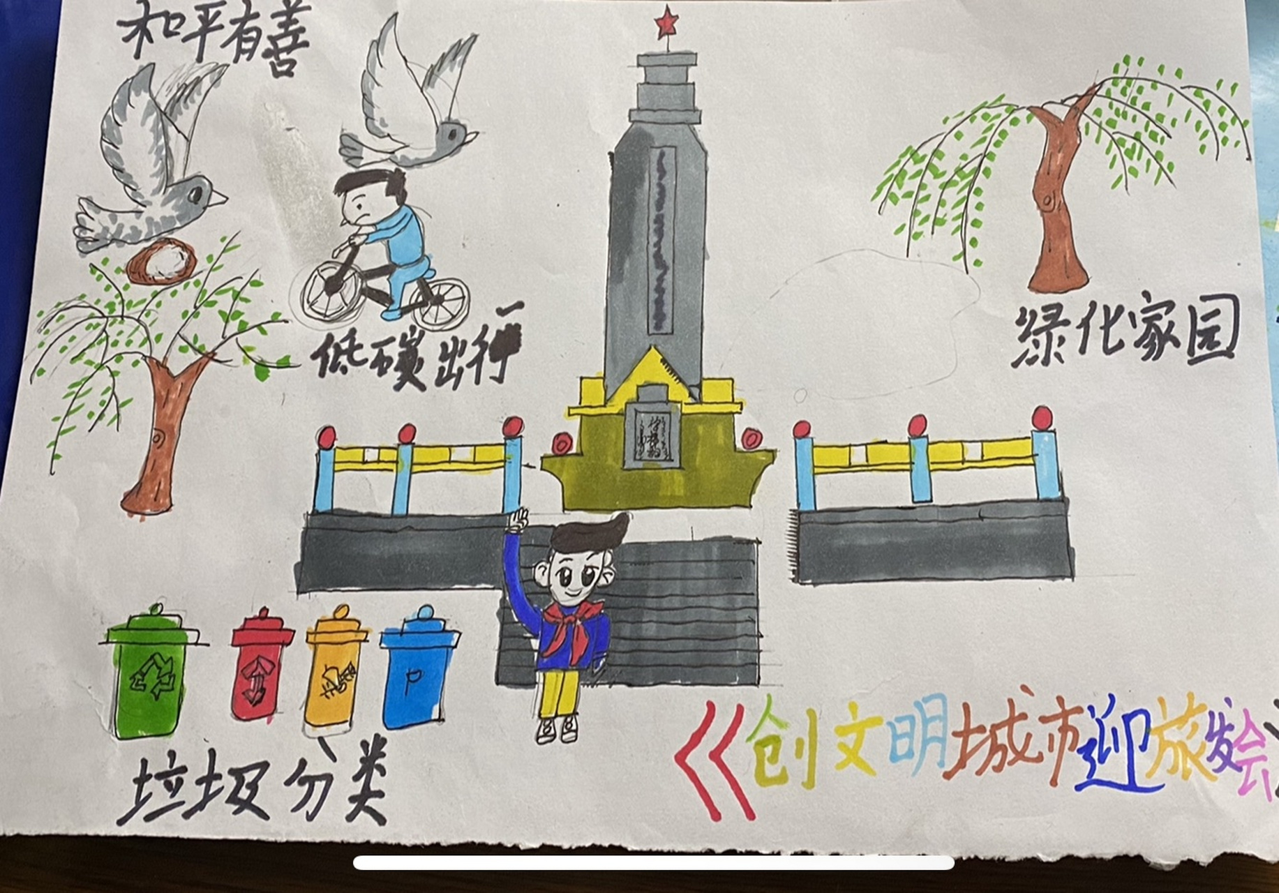 创文明城市迎旅发大会手抄报