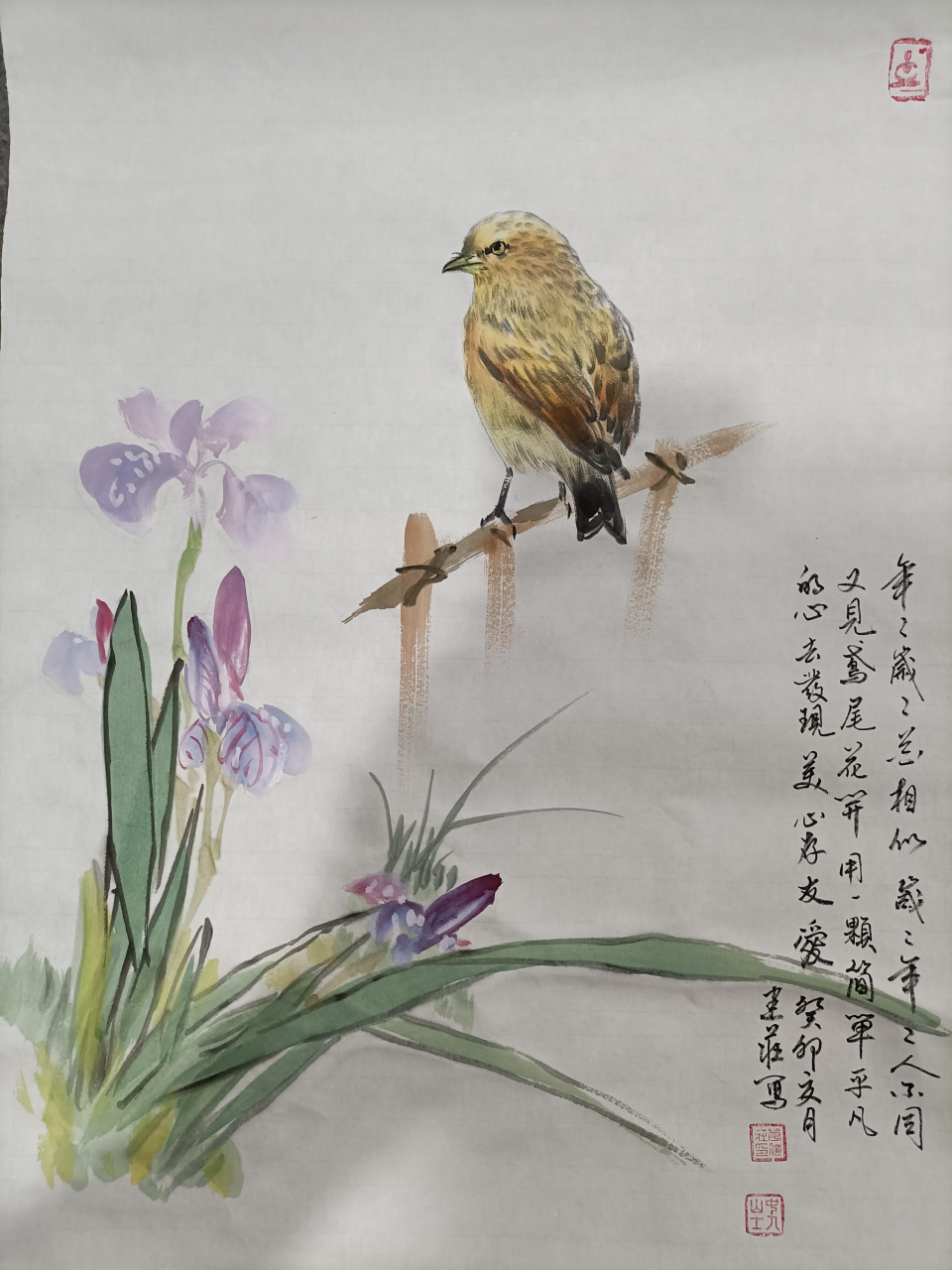 李建庄国画艺术作品  国画小鸟