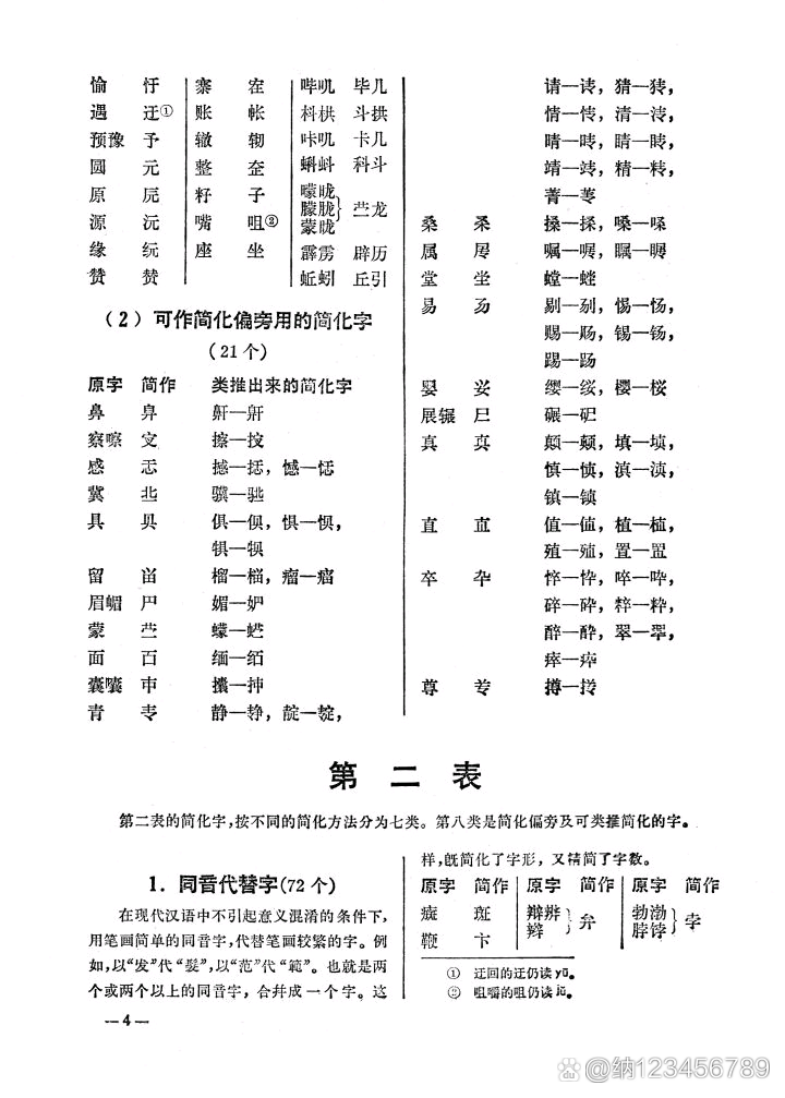 二简字第二表图片