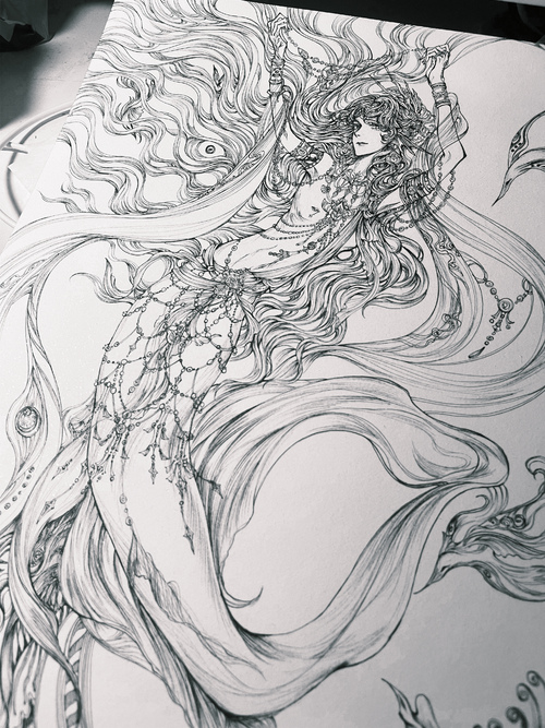 人鱼陷落(>_ )最后一张是在电脑上画的