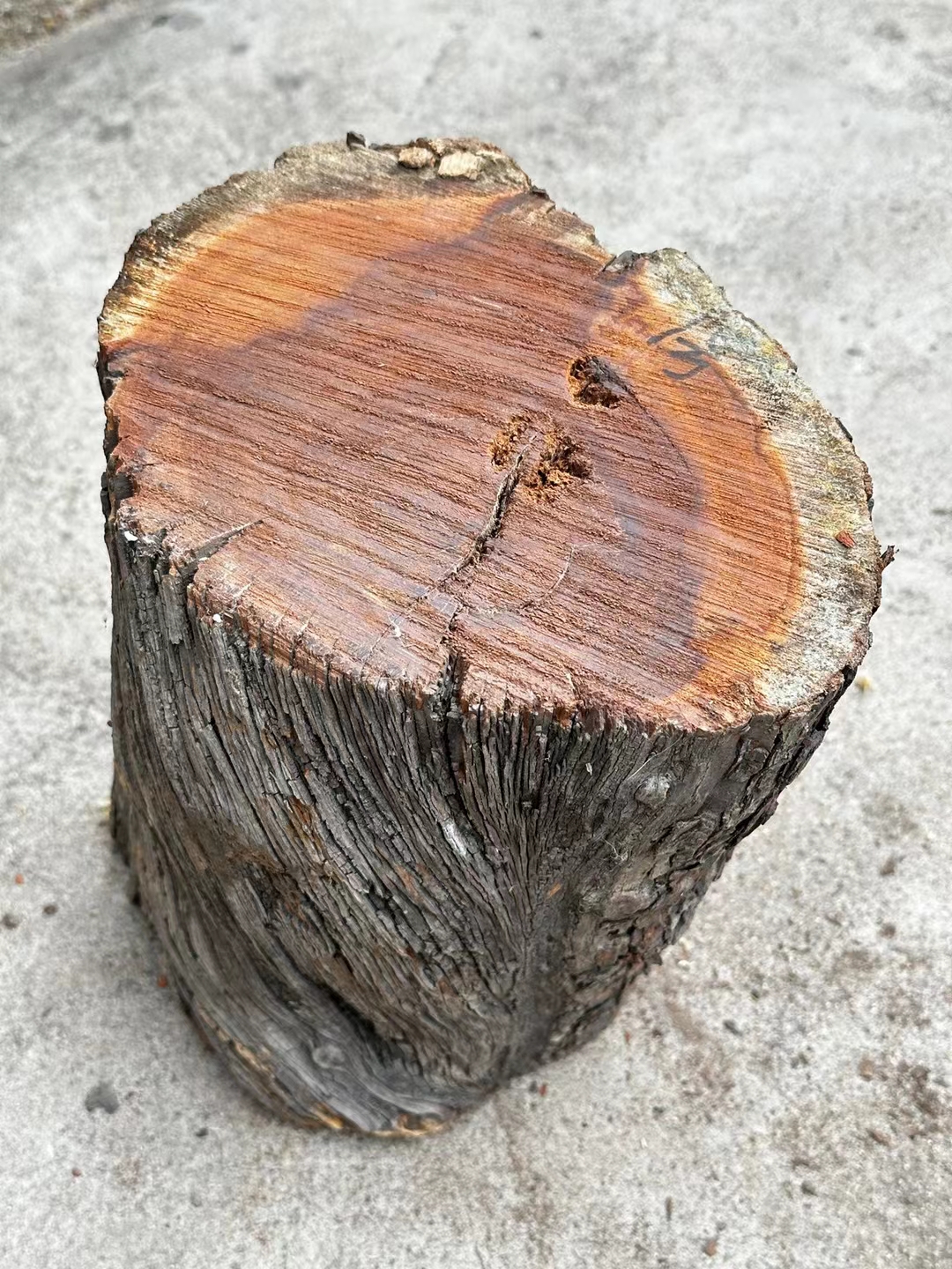 天然雷击枣木原材料,红心陈化老料,尺寸:长25×宽21厘米,保真,原木