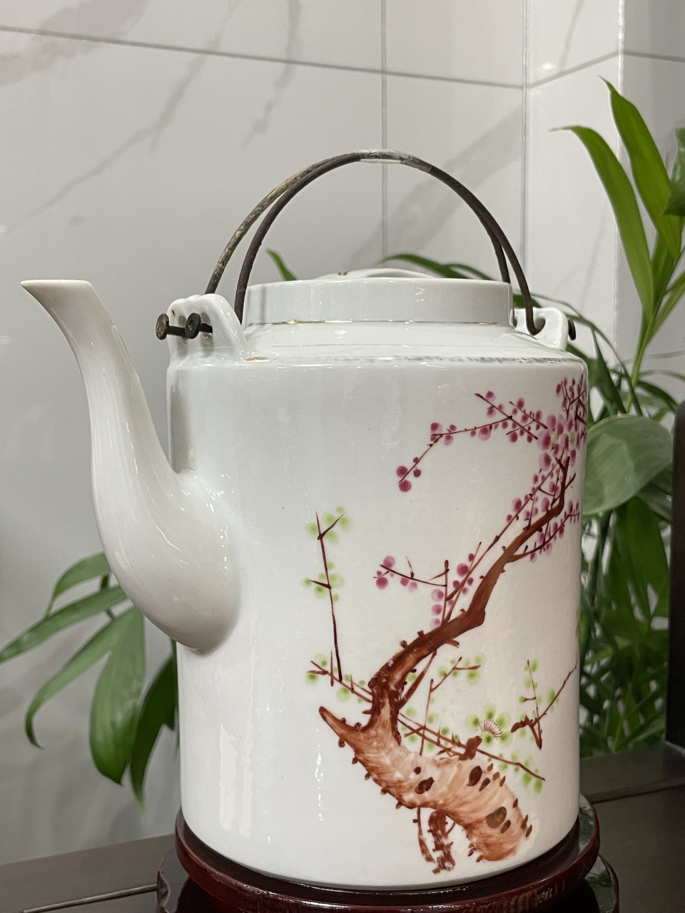 五六十年代全美品大梅花大号提梁壶!实在是美到极致,美到让人心动!