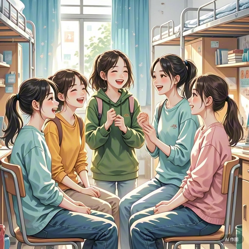 大学寝室人物卡通图画大学生同学相处权益漫画寝室友好关系的动画照片