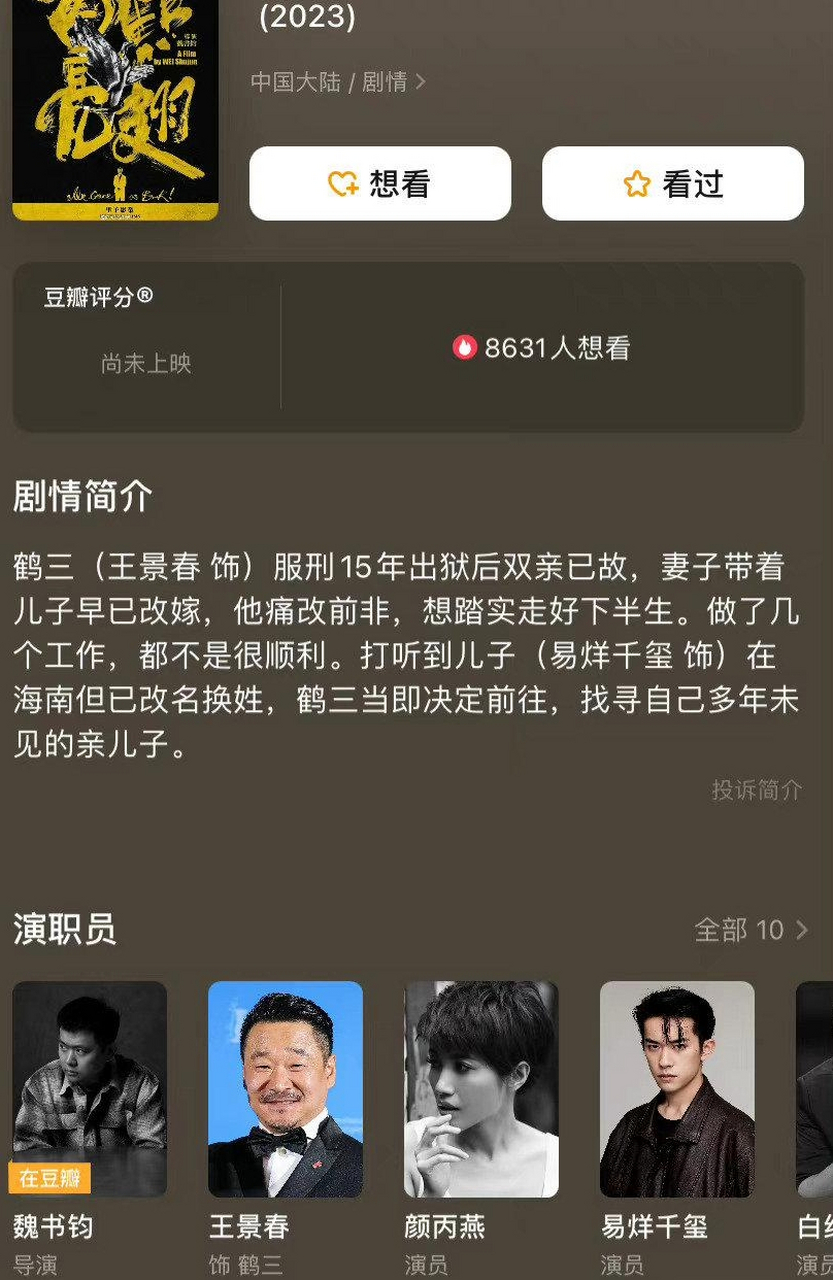 电影快讯# 已确实,电影白鹤亮翅剧组已把易烊千玺退货,换王鹤棣