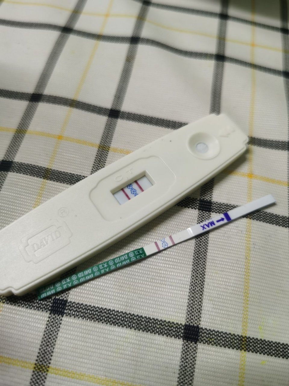 前八天做检查没有怀,今天收到验孕棒,测了马上两条杠,晚上又测了一次