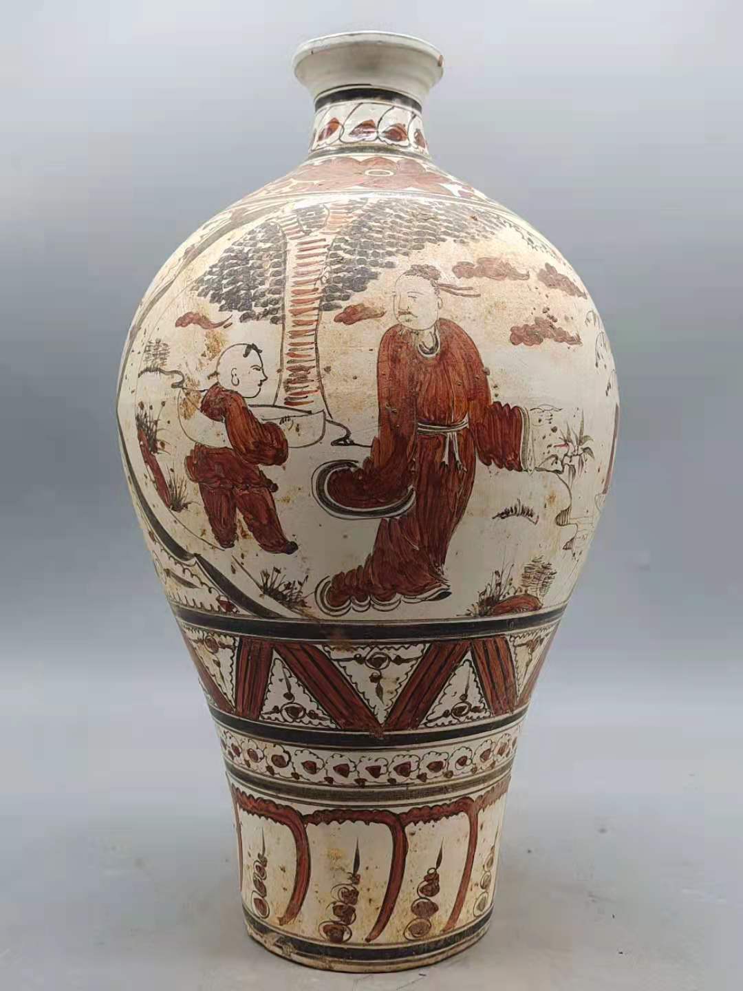 宋磁州窑彩绘人物纹梅瓶#古玩# 古董古玩收藏老物件瓷器老货古董老