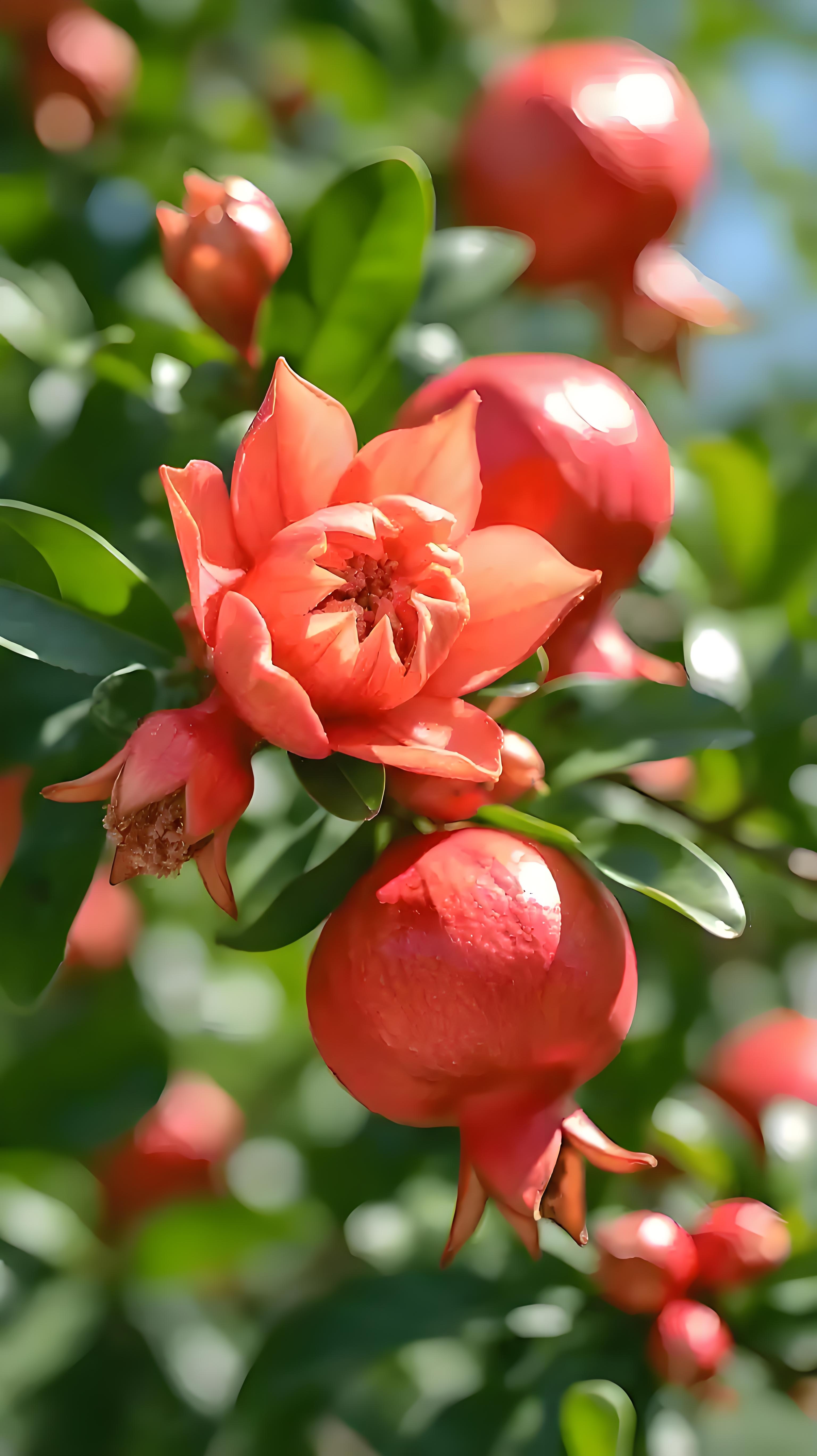 鲜艳的石榴花,动人的红石榴