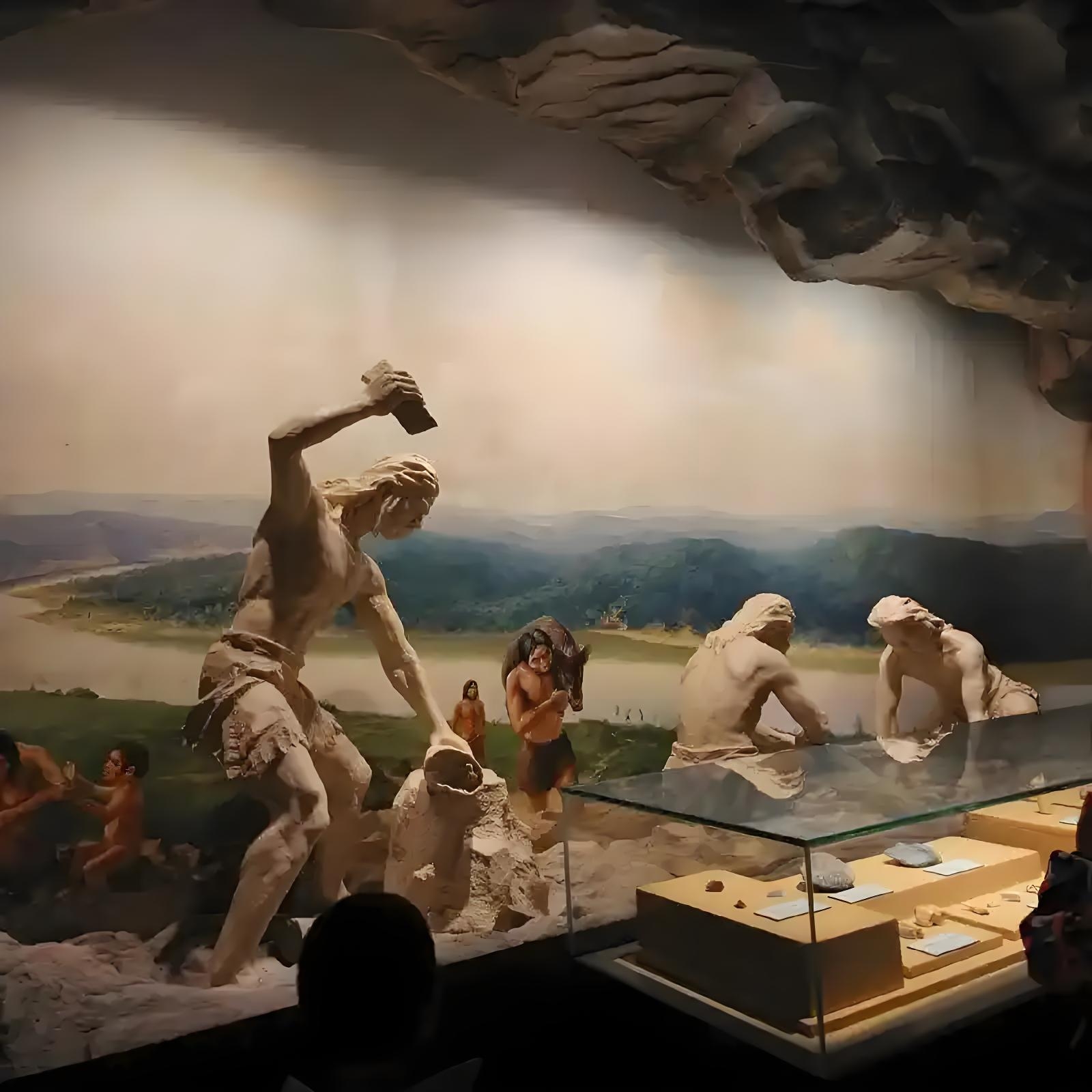 原始人打磨石器古人开采石头北京人制作石器缝衣打结图片旧石器时代