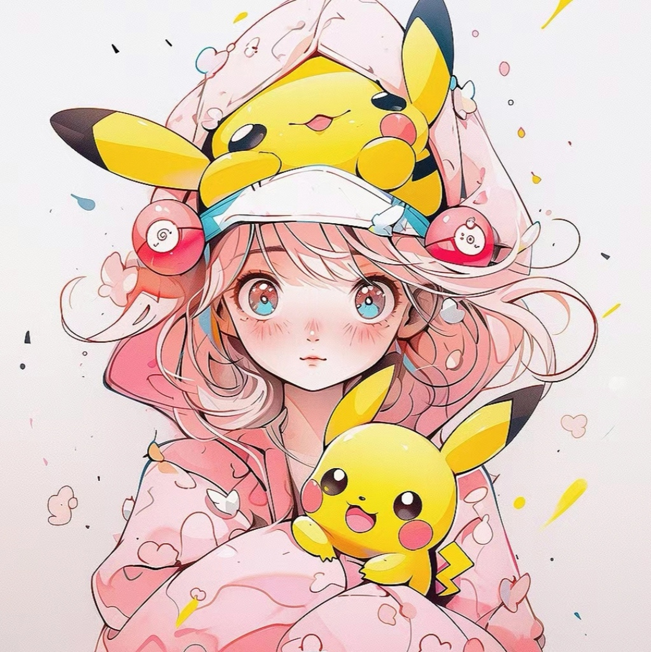 【二次元美少女头像分享】 俏皮的美少女和调皮的皮卡丘,皮卡皮卡