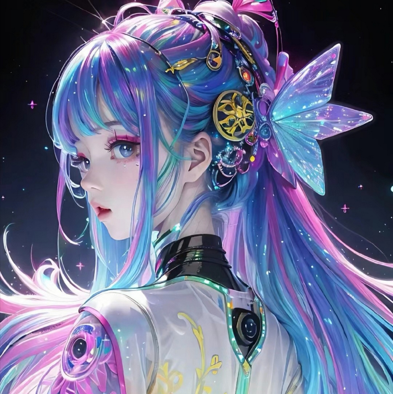 【二次元美少女头像分享】 赛博朋克风格二次元美少女,存在于科技感与