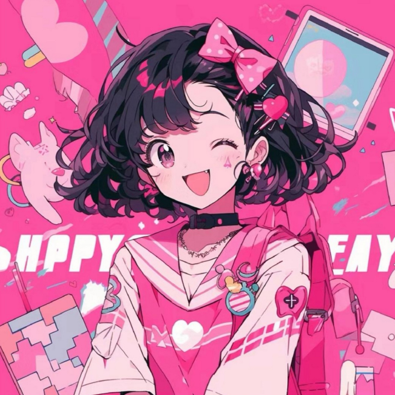 【二次元美少女头像分享】 换上头像,释放桃粉色的快乐气息.