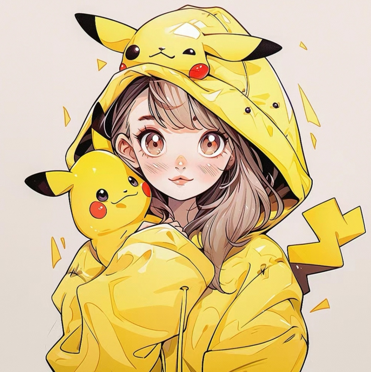 【二次元美少女头像分享】 俏皮的美少女和调皮的皮卡丘,皮卡皮卡