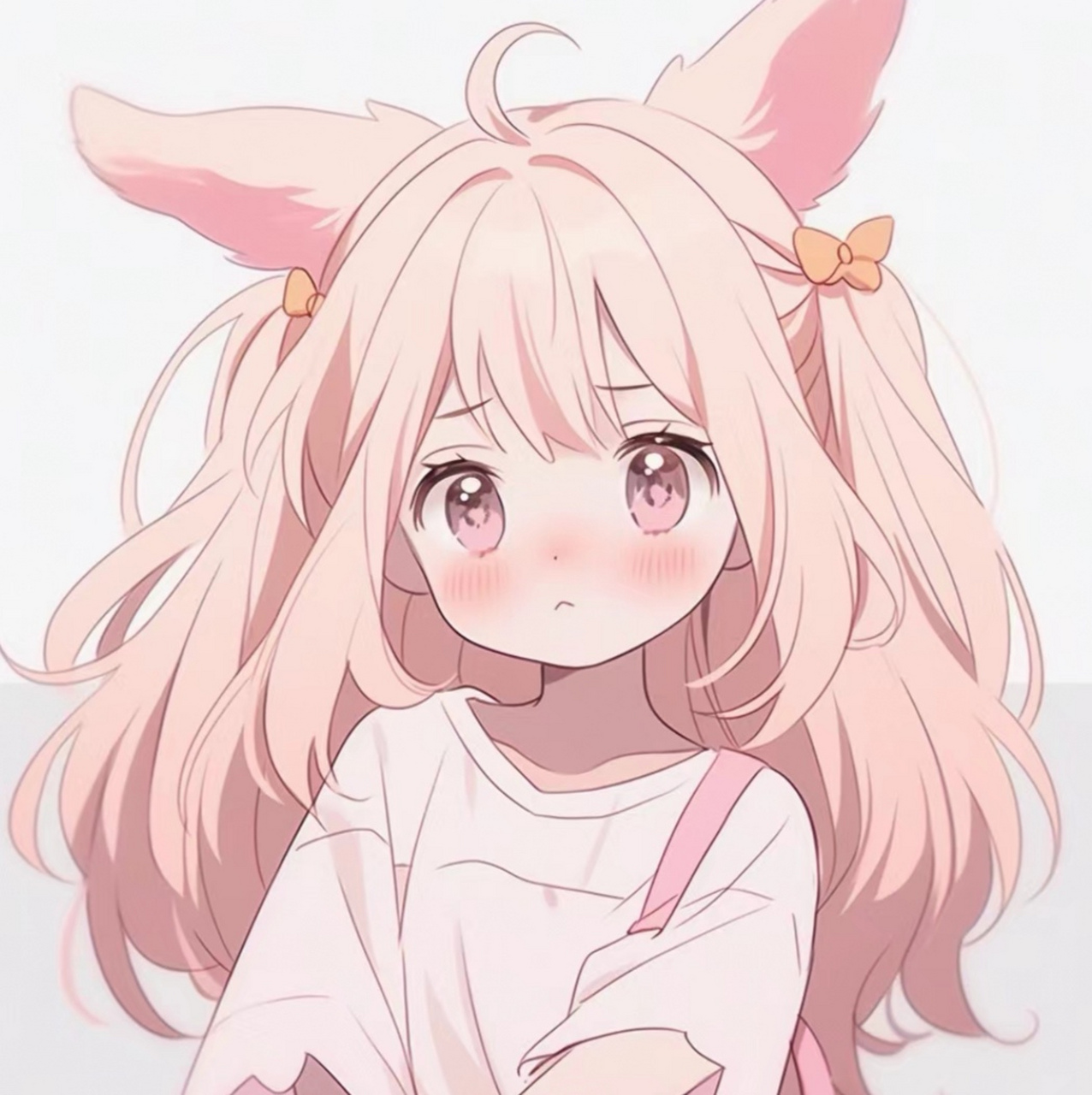 【二次元美少女头像分享】 有点紧张害羞的可爱萌妹. 好想捏一捏.