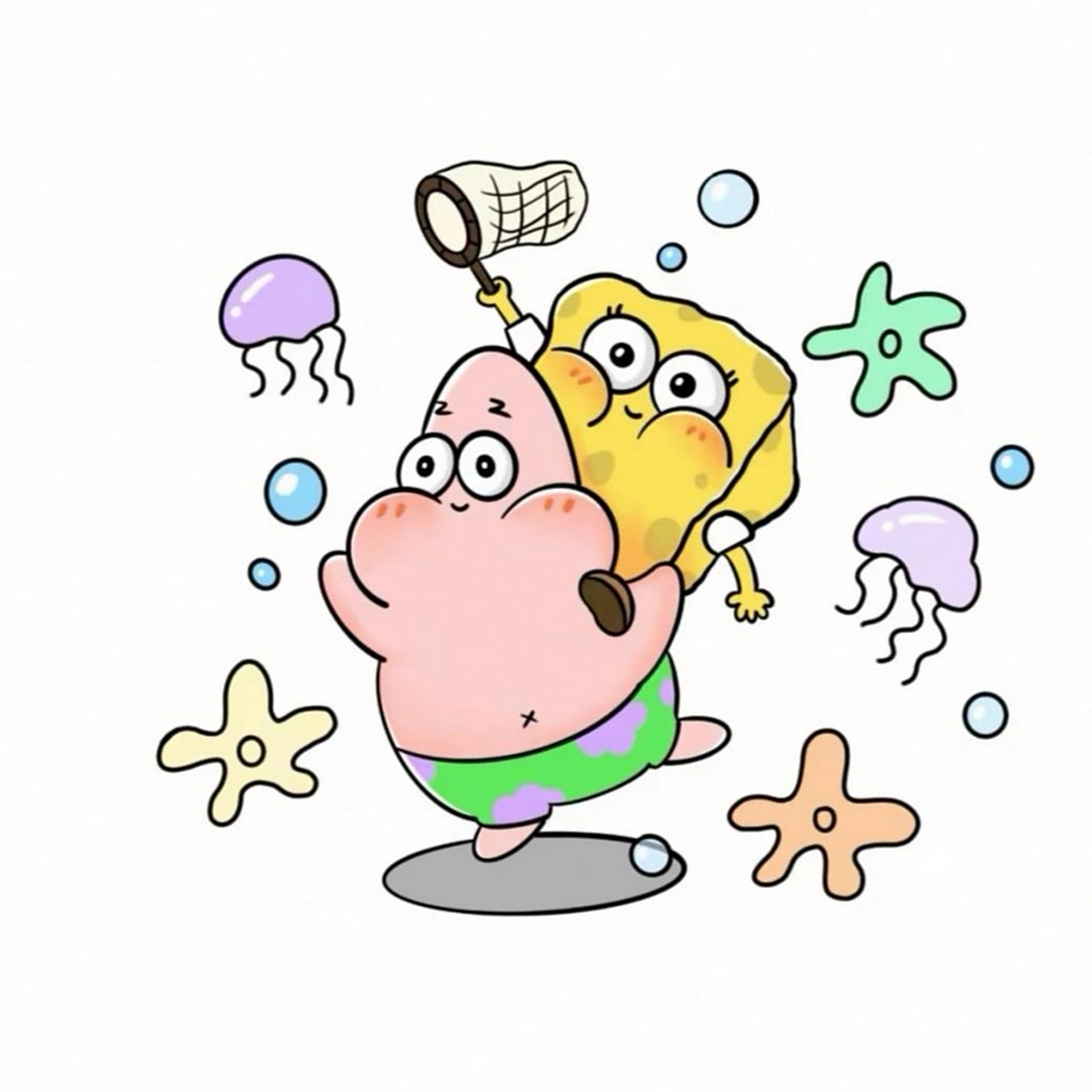 【动漫二次元头像分享】 海绵宝宝和派大星. 一起玩闹,一起吃.