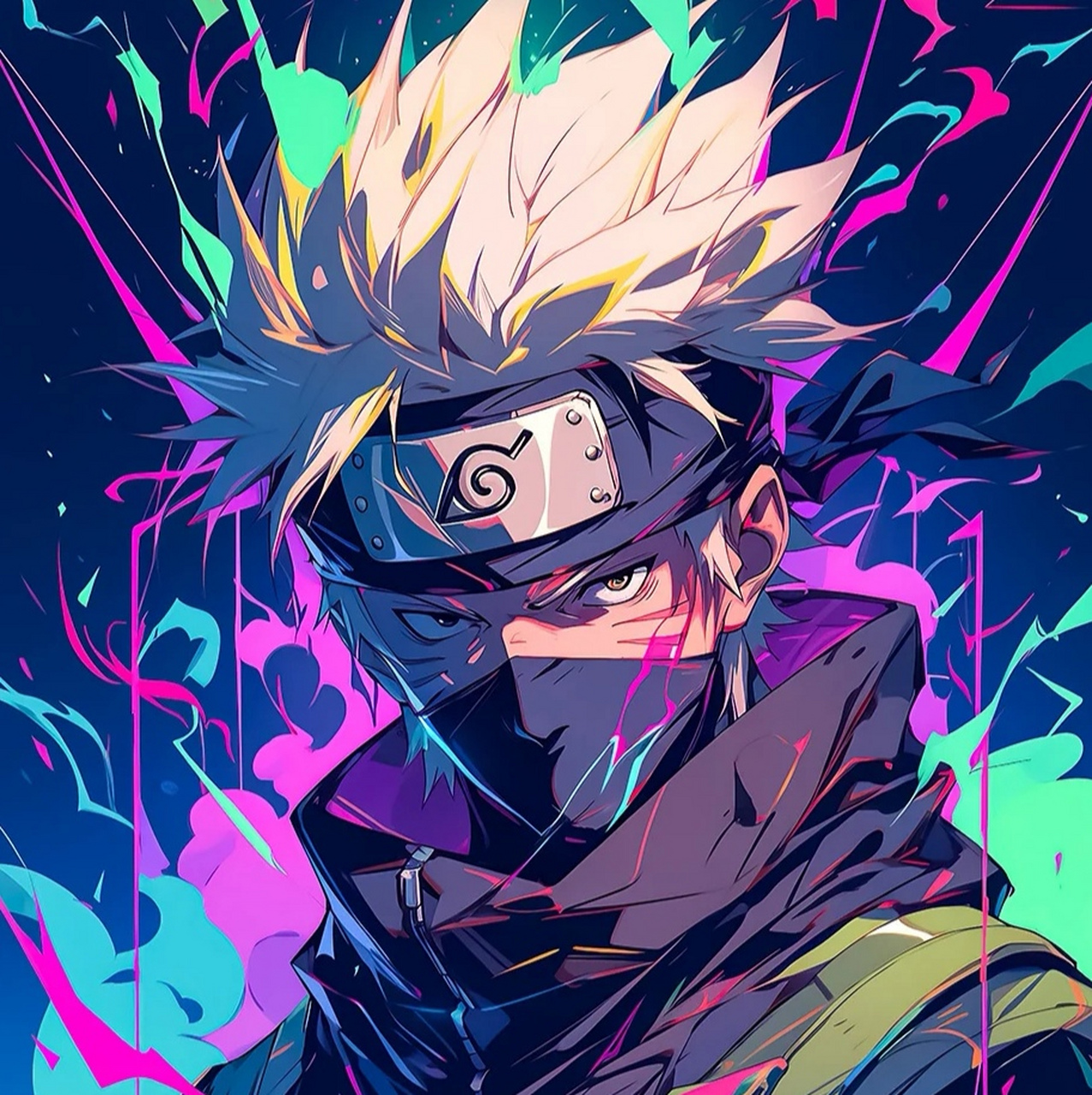 【动漫二次元头像分享】 火影忍者系列,炫彩版卡卡西.