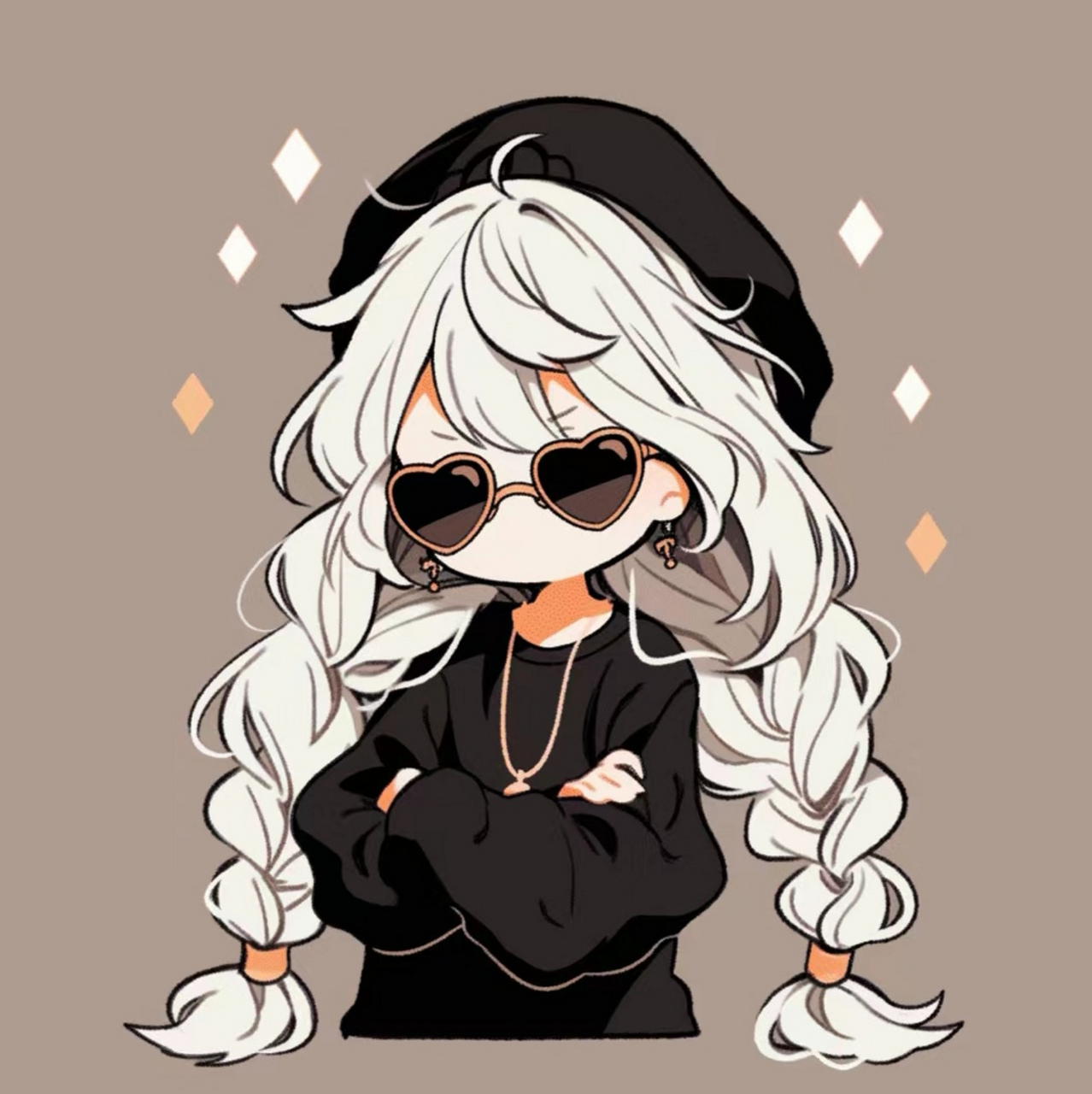 【二次元酷酷女生头像分享】 墨镜一戴,震撼整条gai[得意] #最靓头像