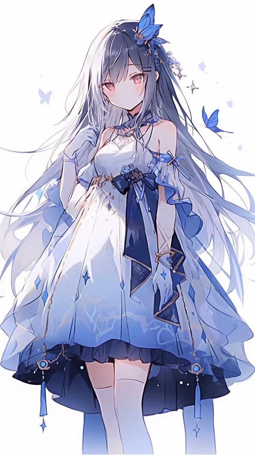 这款蓝色蝴蝶结发饰,简直是点睛之笔!