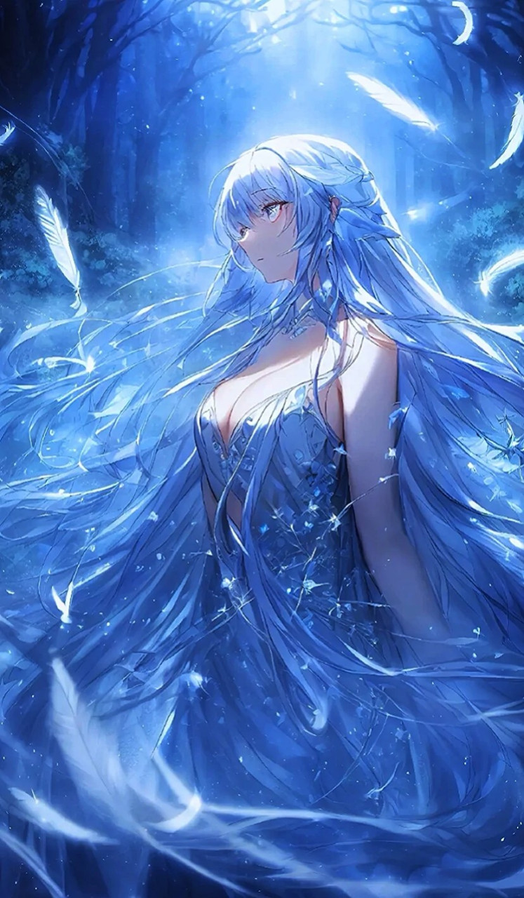 979996深蓝森林中的蓝发仙女,美的令人窒息!