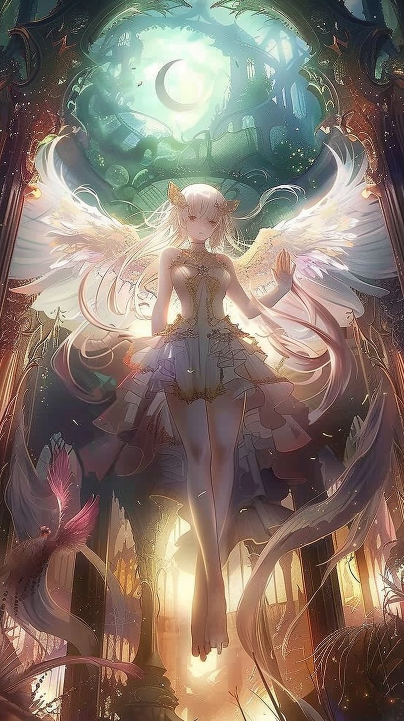 神秘与纯净的交融,女性天使的优雅之舞