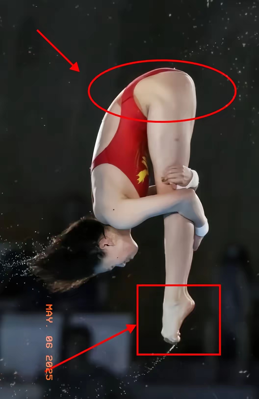 跳水张慧雯游泳跳水女运动员三角裤跳水李婷花样游泳运动员脚部特写