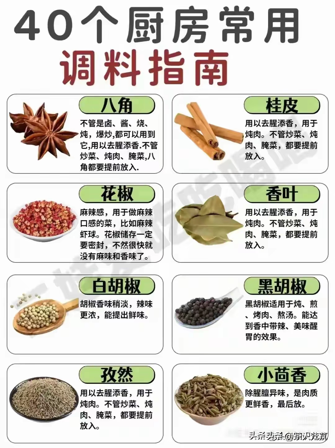 厨房调料秘籍:八角桂皮去腥提香,炖炒皆宜;花椒香叶麻辣必备,密封存香