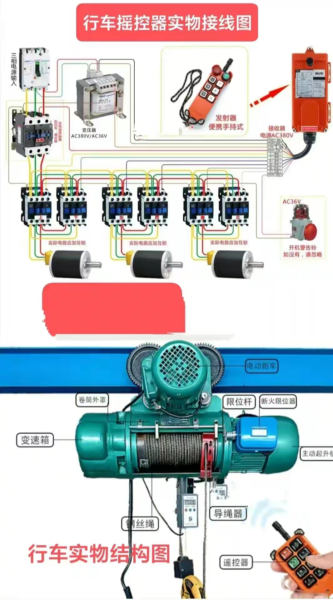 行吊遥控接线图实物图图片
