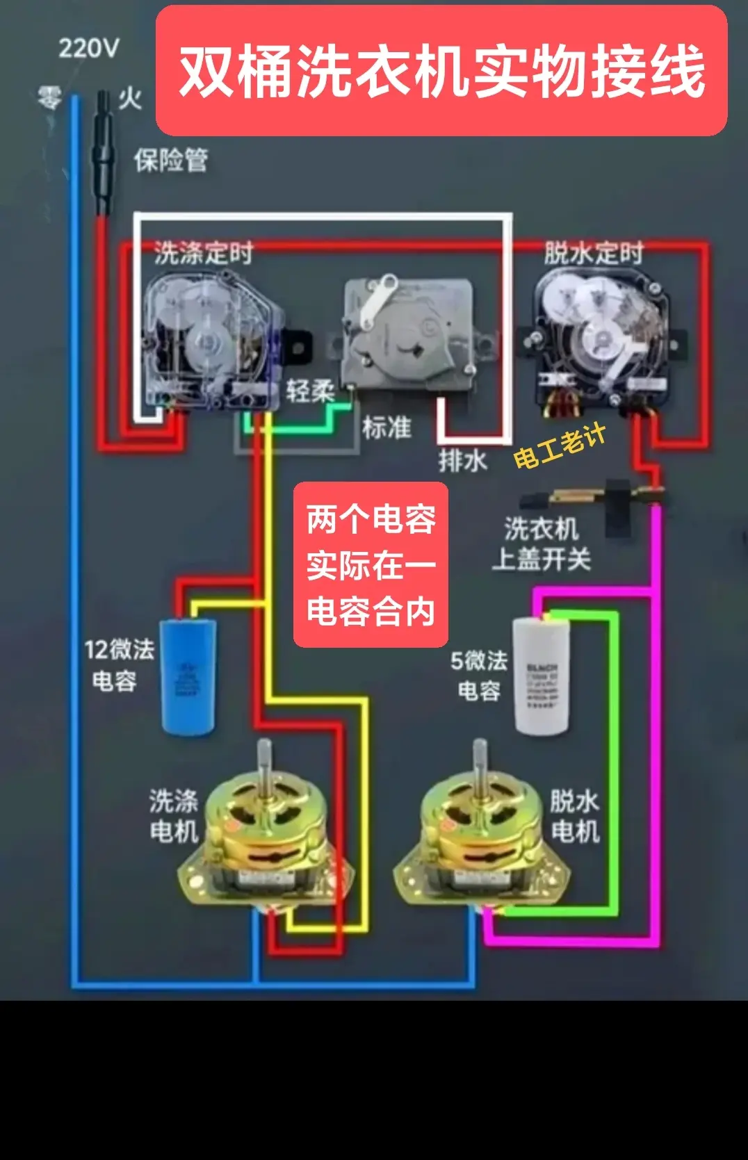 洗衣机插头接线图图片