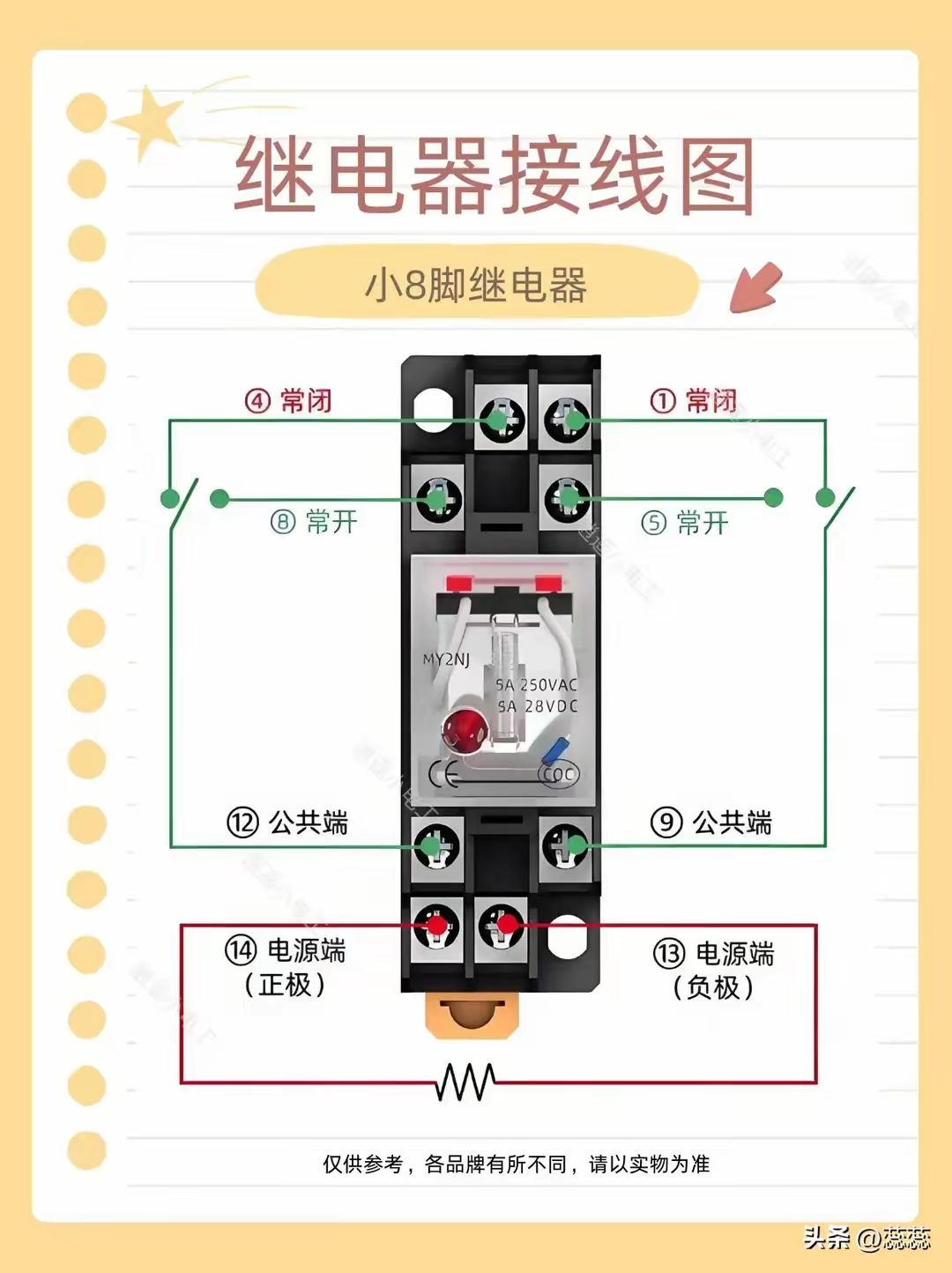 8脚220v继电器接线图图片