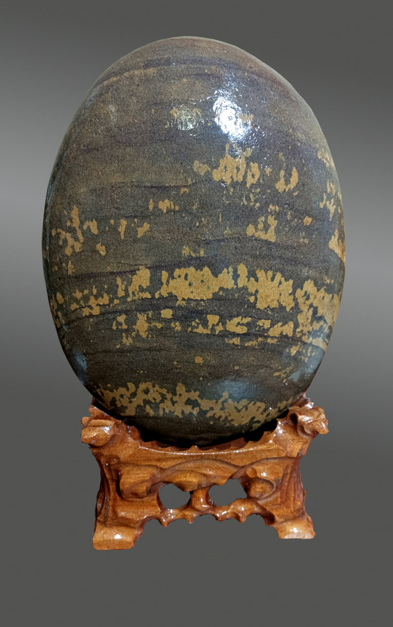 鹿原图(长江紫砂金纹石)