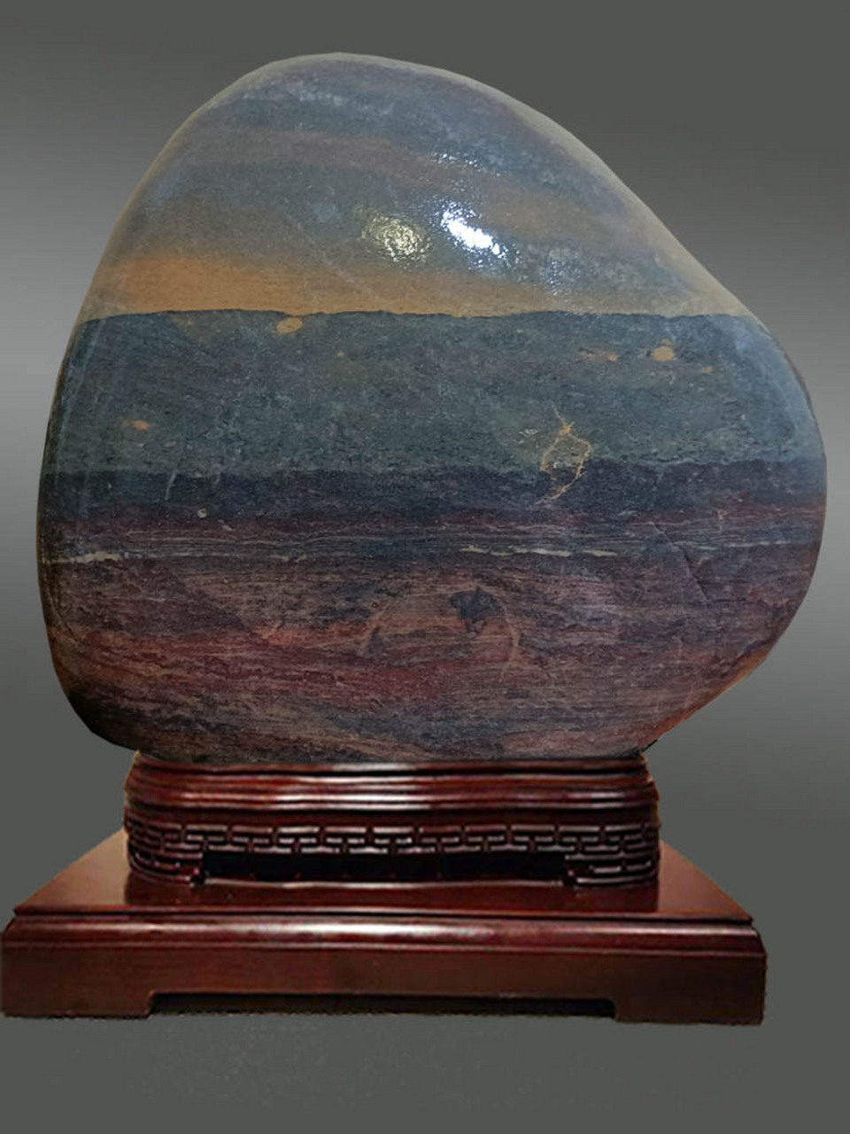 孤狼图(长江油画石)