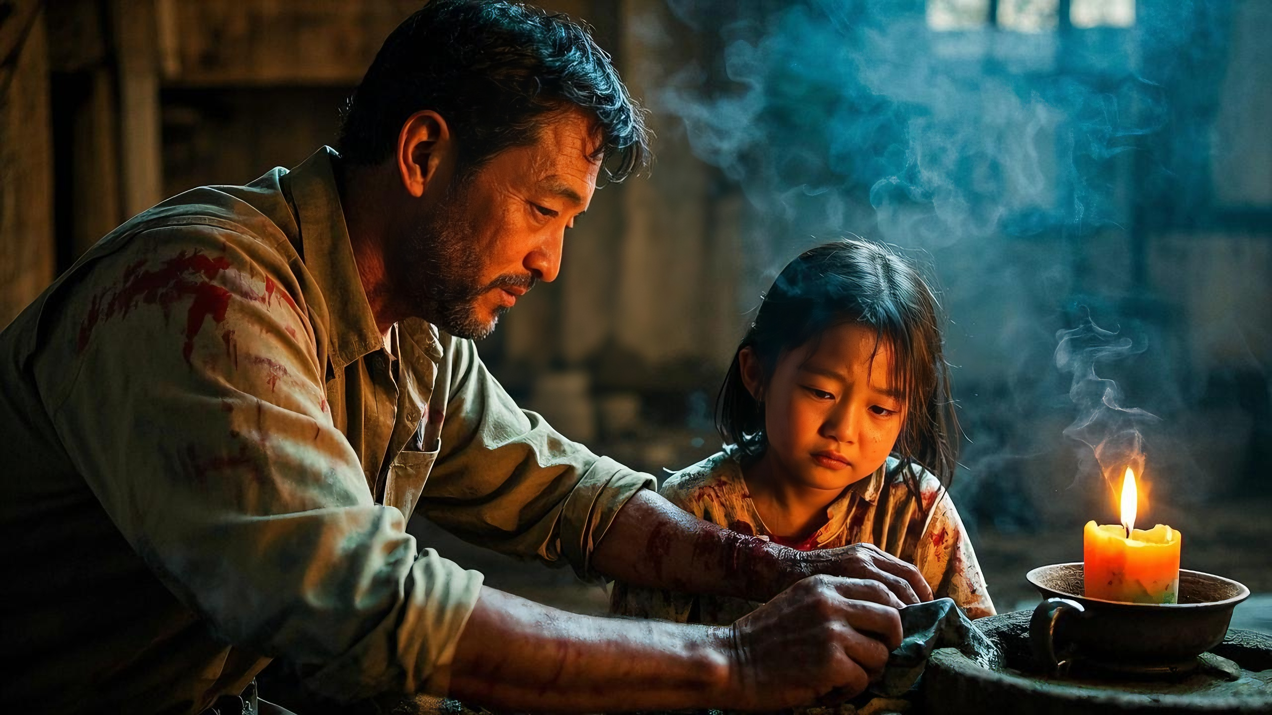 我缩在灶台后面,看着母亲将七根银针扎进父亲眉心