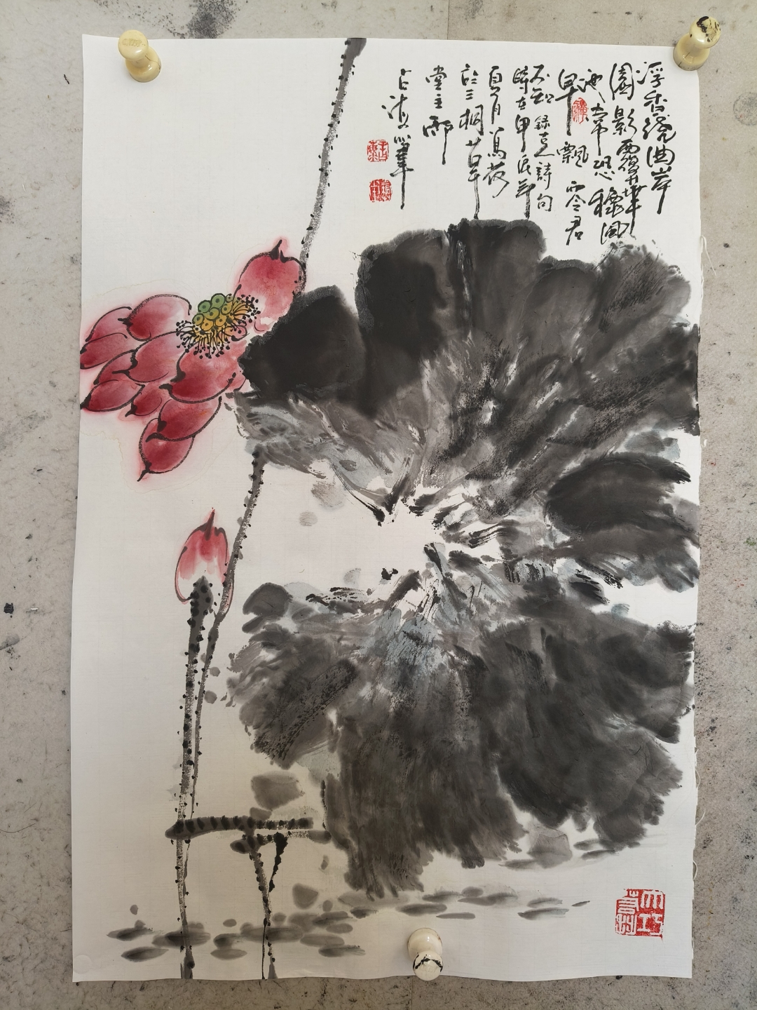 王占海水墨荷花国画写意