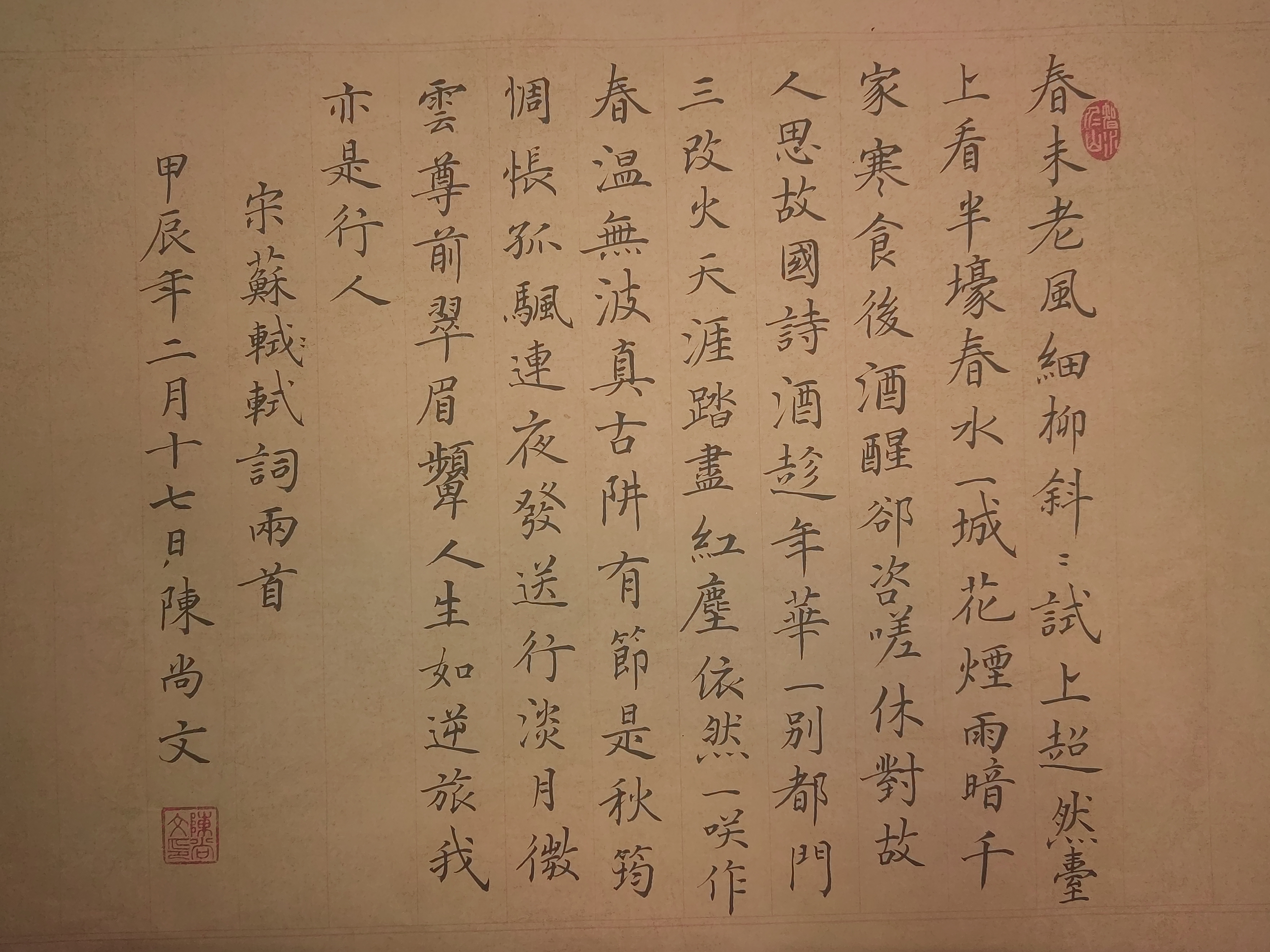 写字第425天:小楷,苏轼词两首.