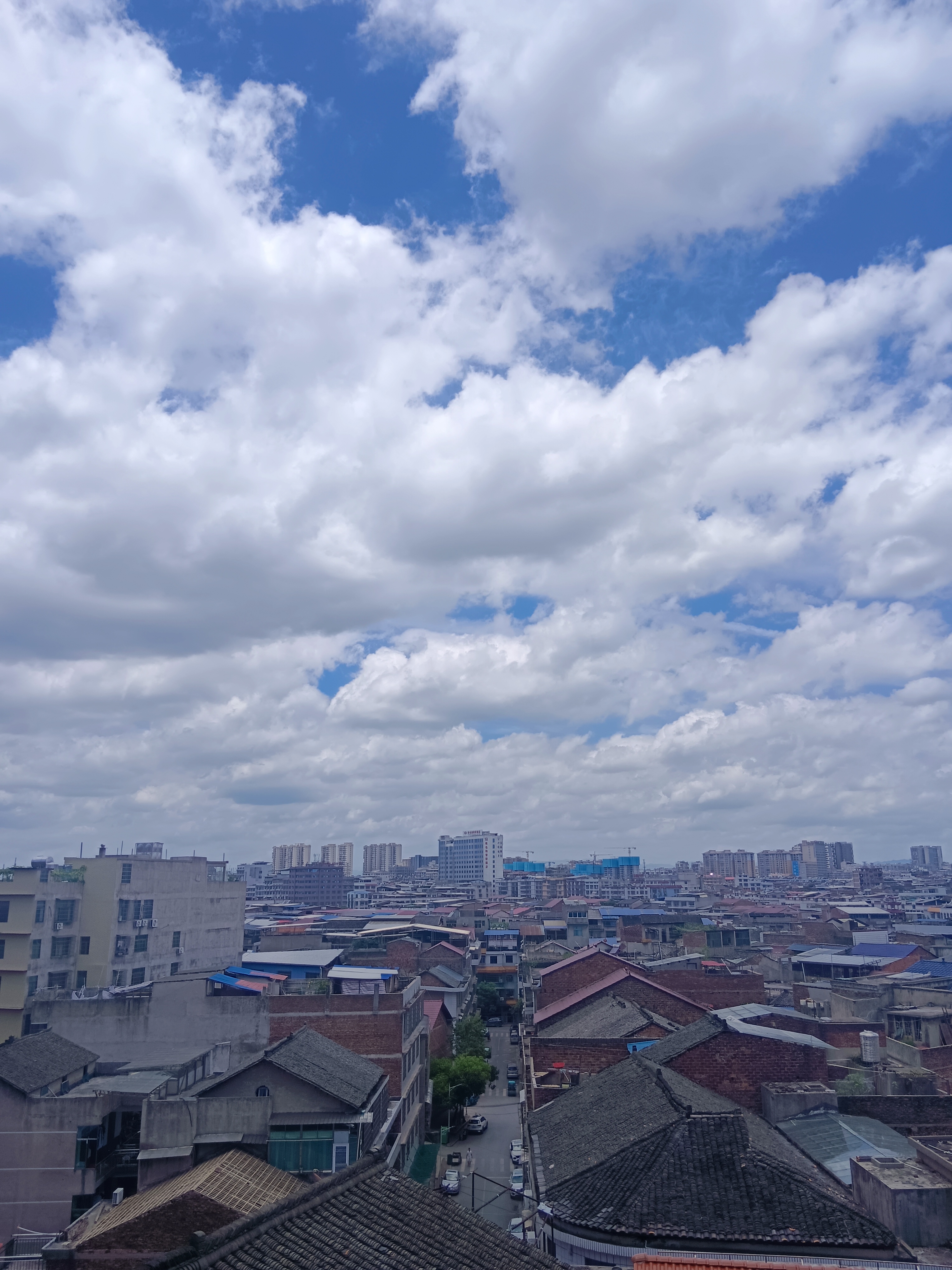 洁白的云朵形状各异,有的如巨大的棉花团,有的像飘逸的薄纱.