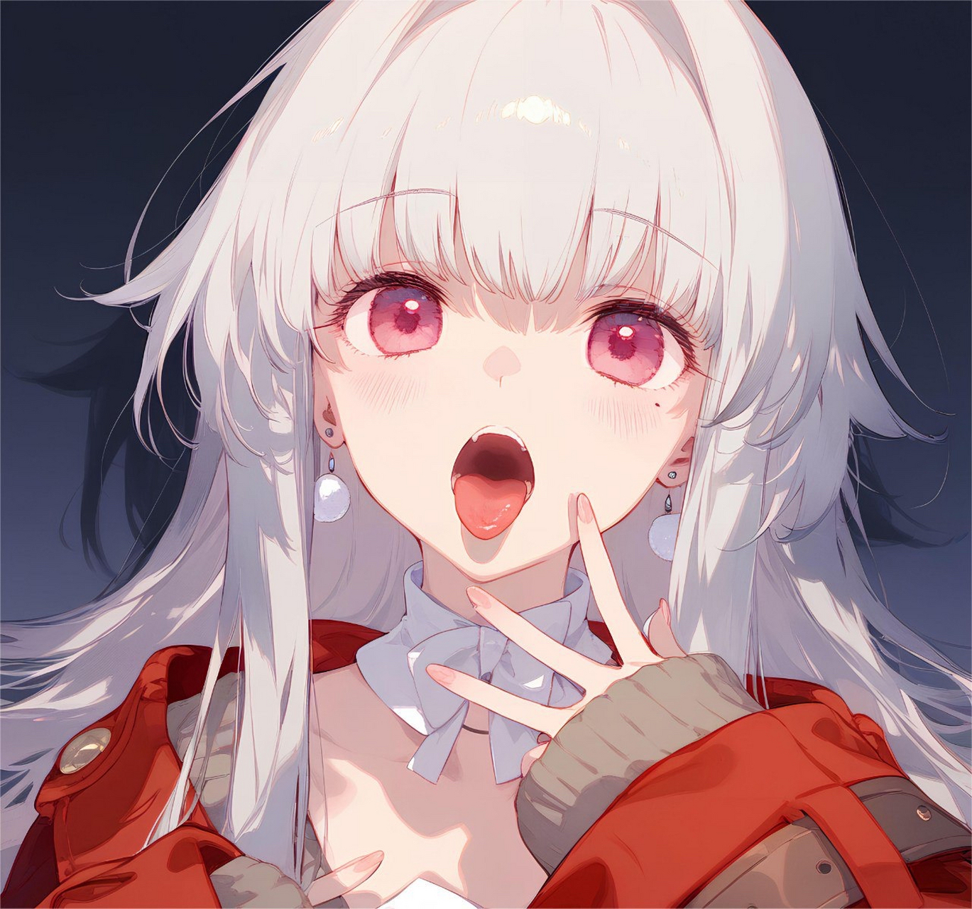 哇塞!😮 这位动漫风的美女角色也太吸睛了吧!看她张开嘴巴,好像正在