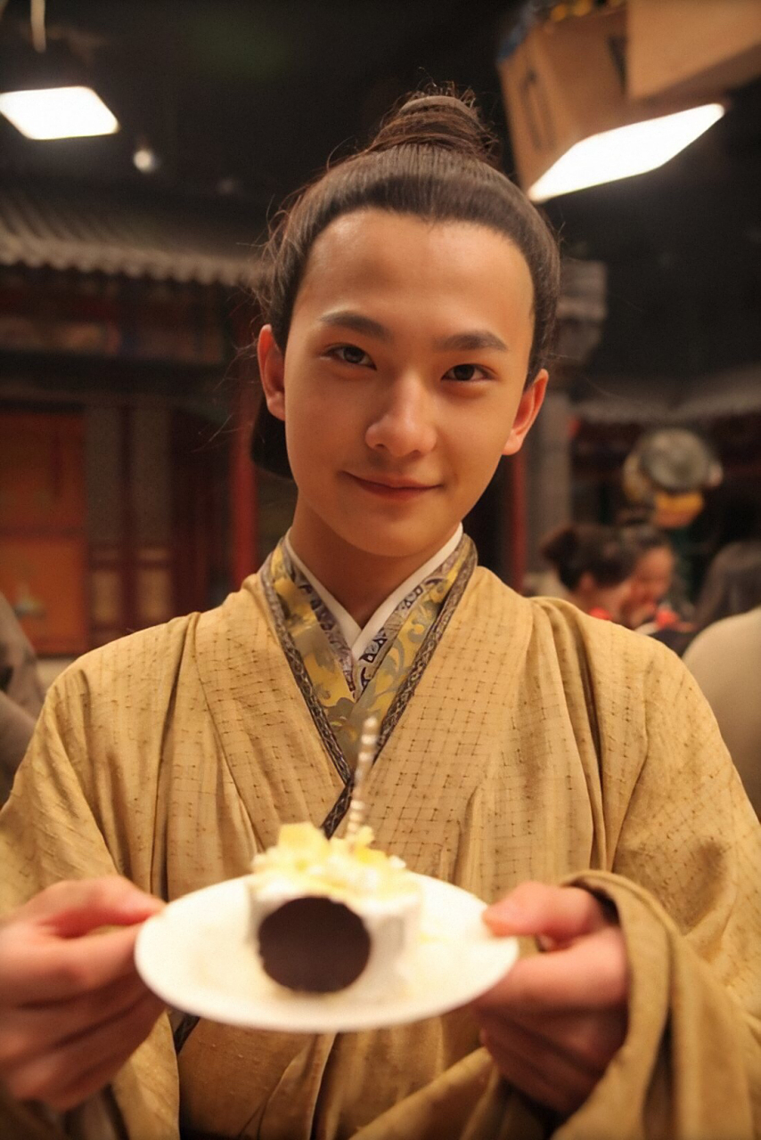 10版《红楼梦》片场花絮高清图之杨洋,杨幂吃生日蛋糕.