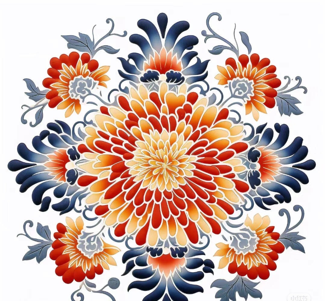 设计精美的菊花刺绣图案