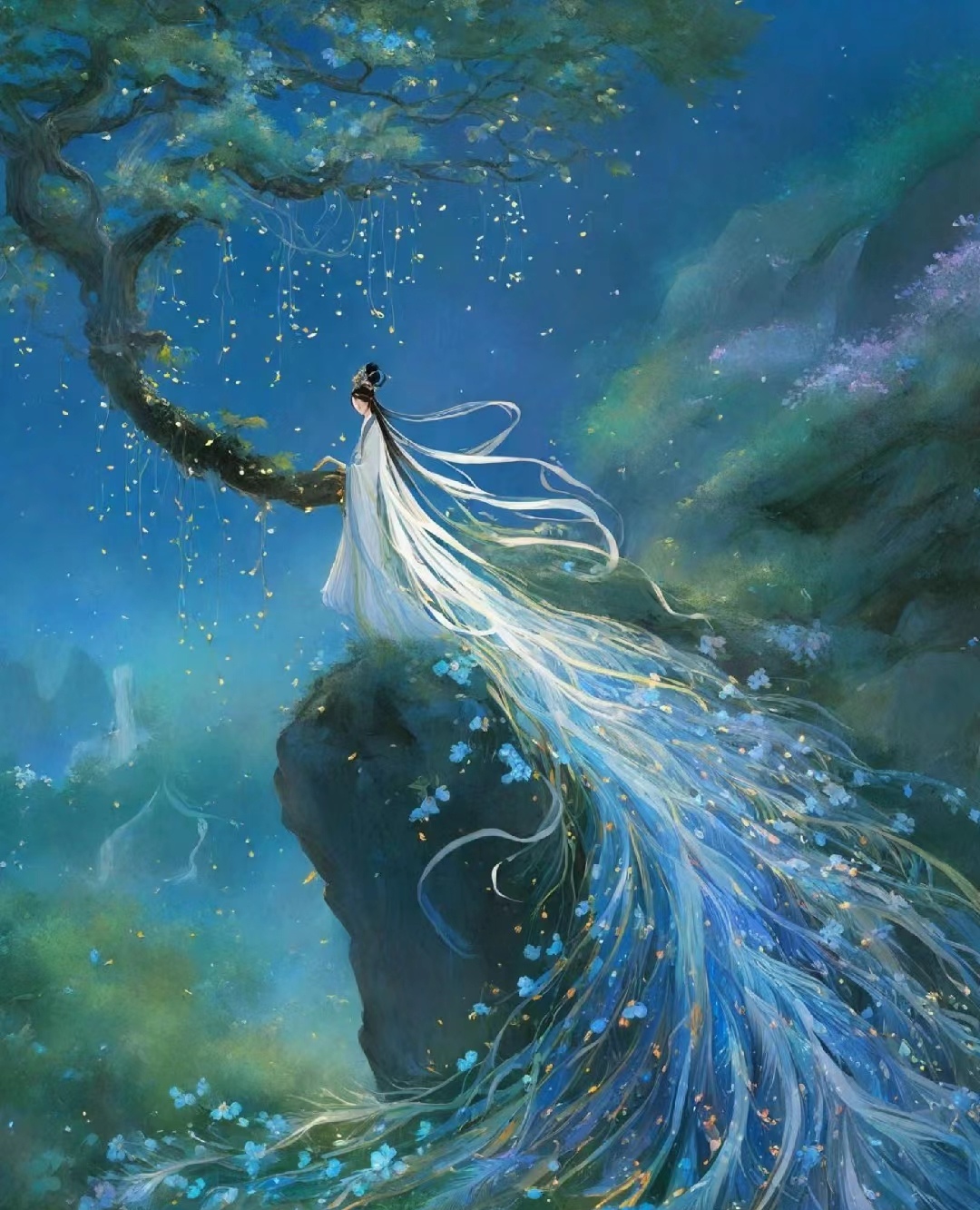 梦幻构图,孔雀仙女,仙气飘飘.