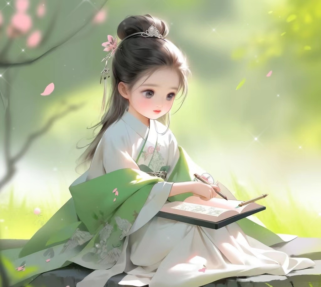 书中自有黄金屋,读书的古风少女