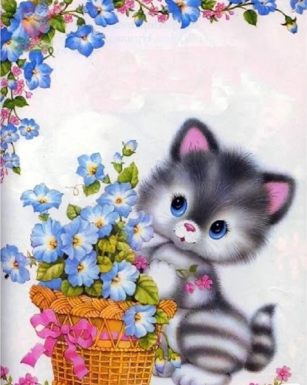 充满童真的怀旧可爱小动物贺卡图片.