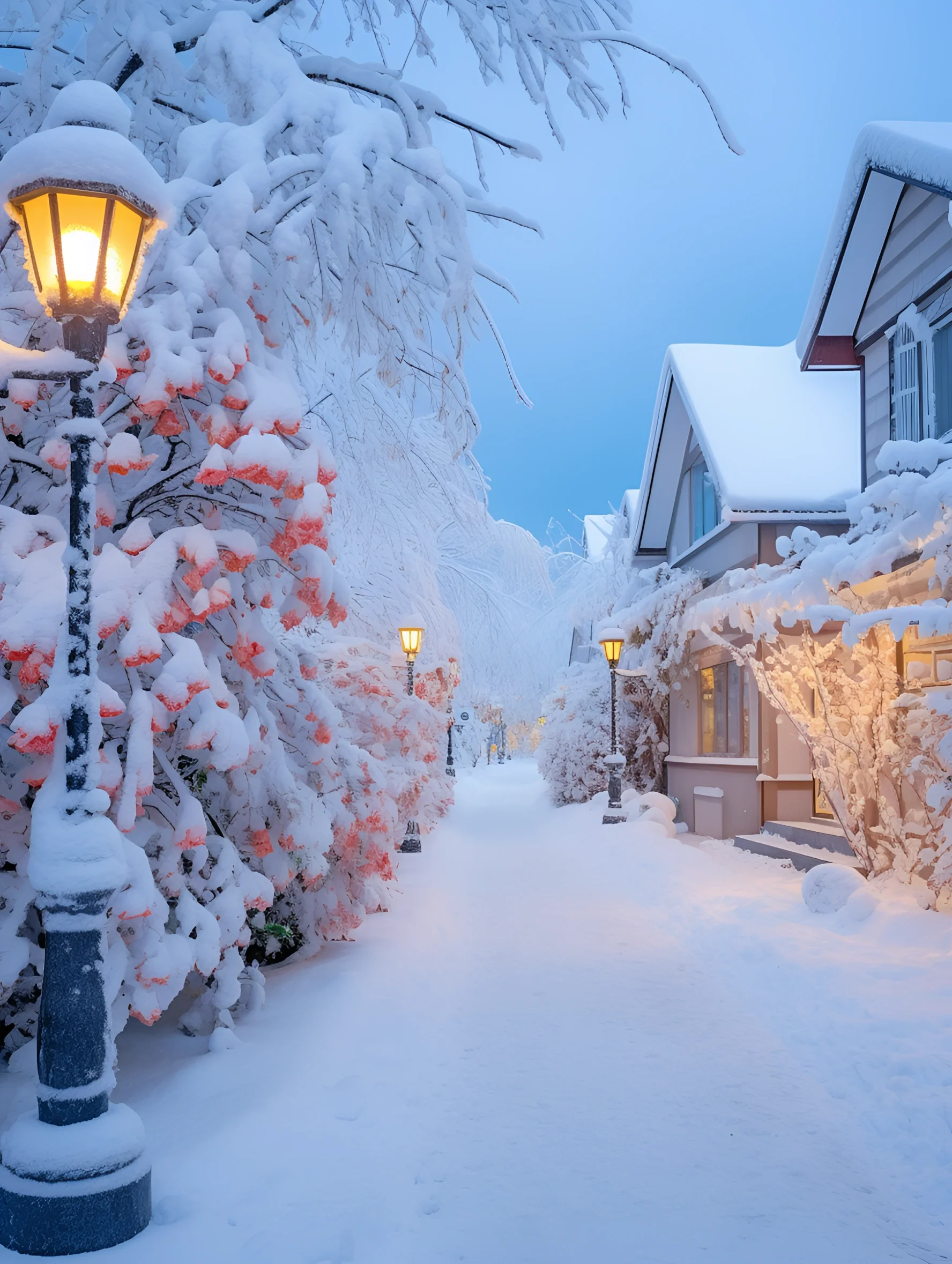 冬季路灯夜晚雪景图片图片