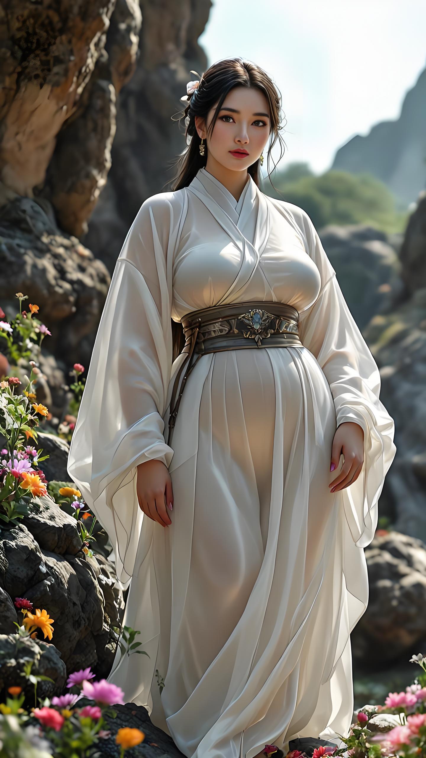 装女古装性感巨乳侠女剧照古装披纱抹胸薄纱裙麻衣神婿肚兜少妇谁演的