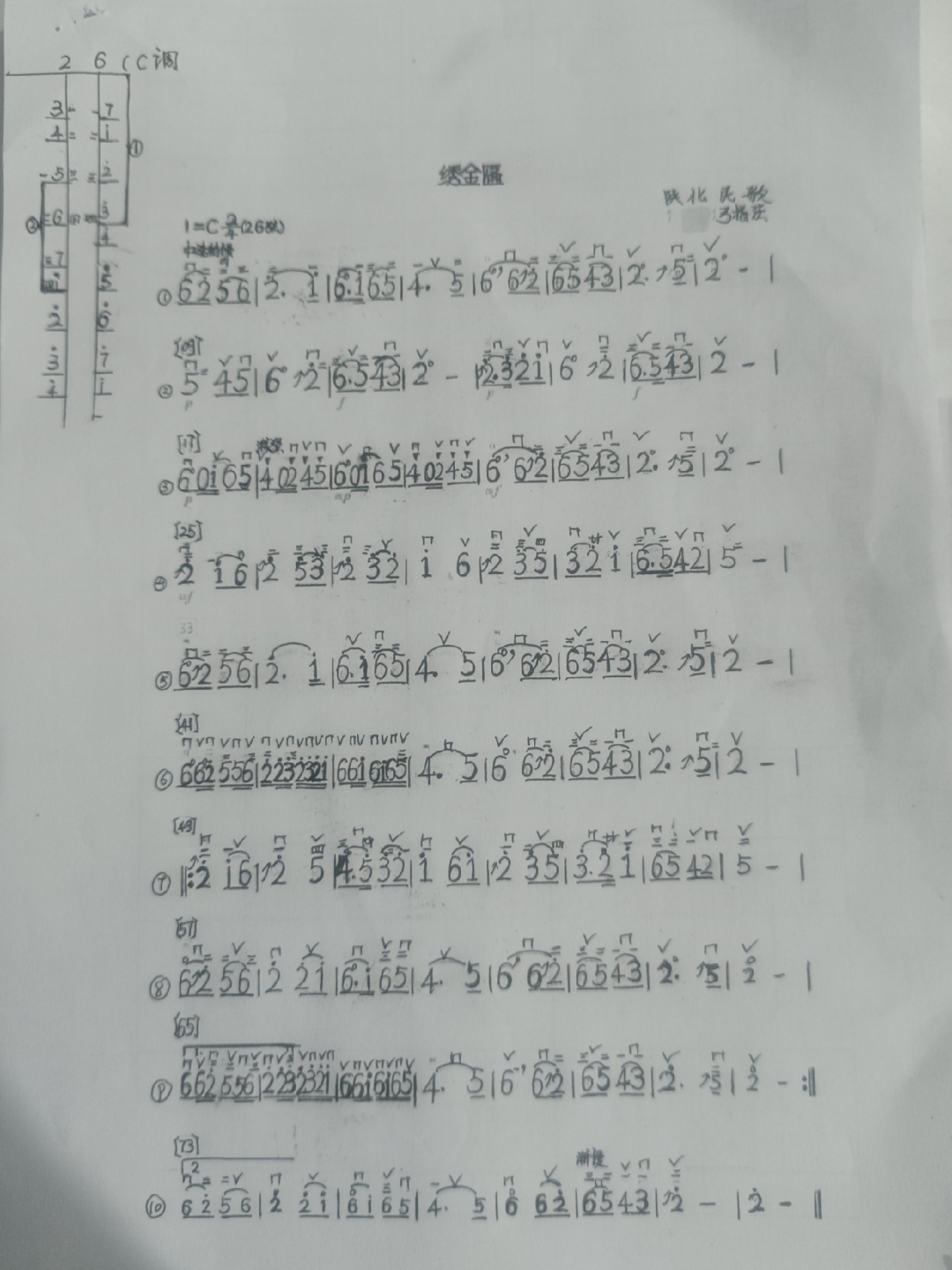 二胡曲绣金匾弓指法整理