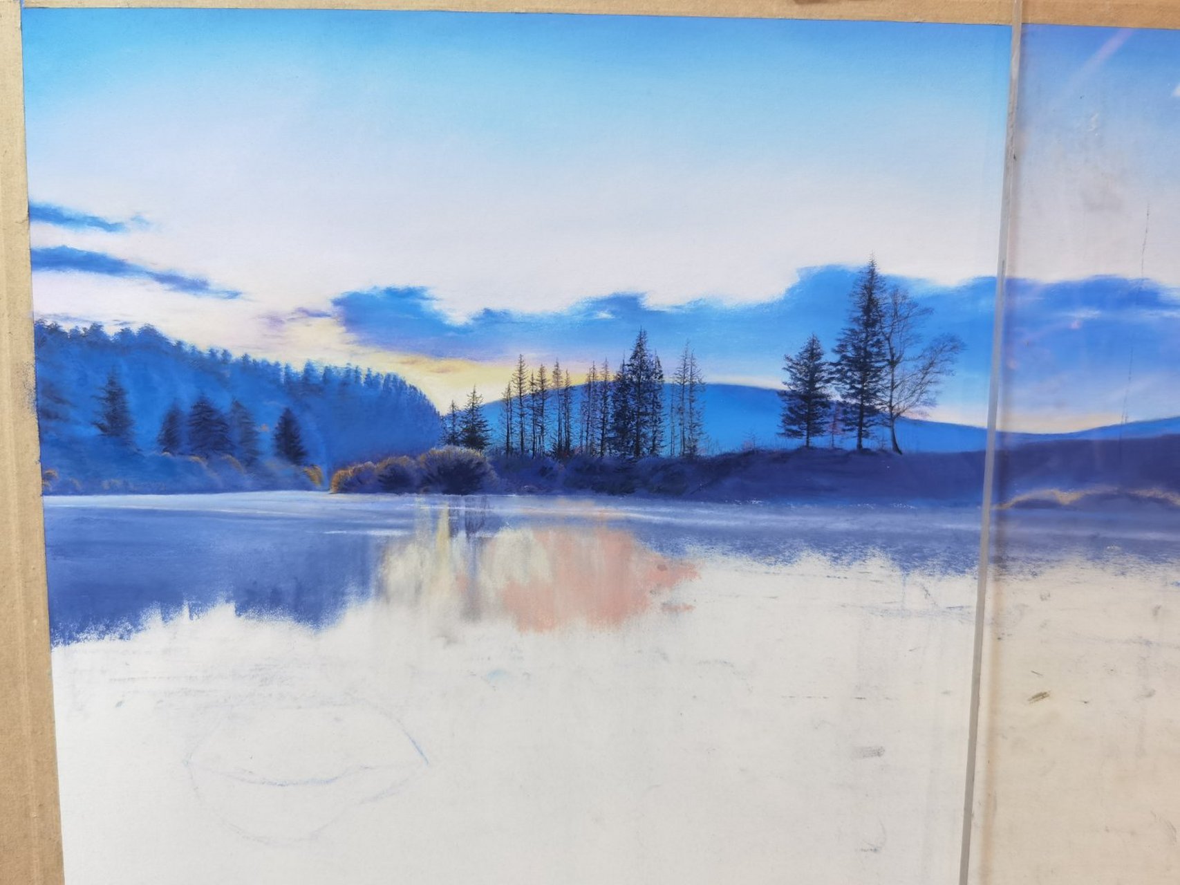 风景色粉画