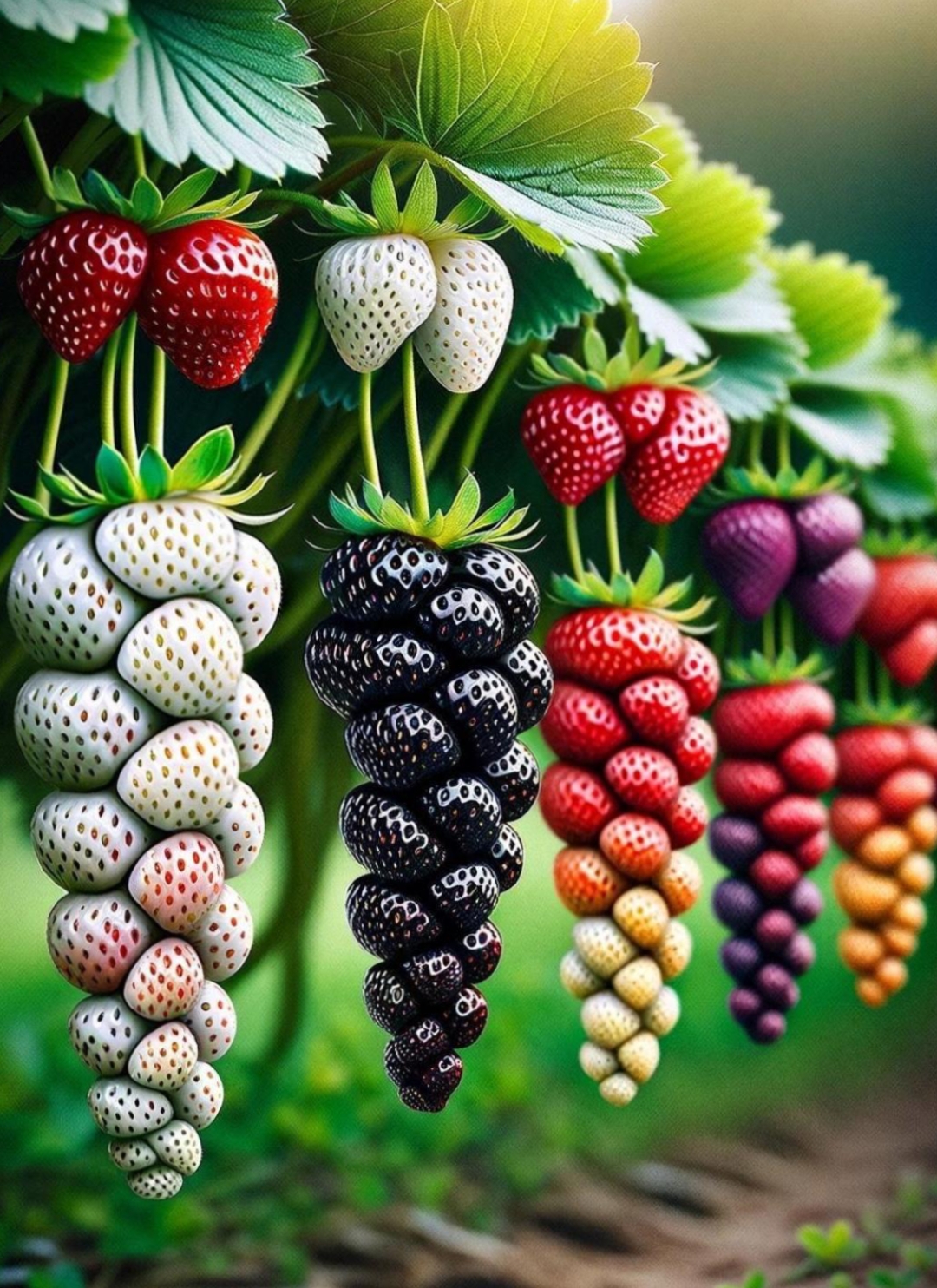 体验一把草莓园采摘,让我惊讶的是草莓的颜色和形状.