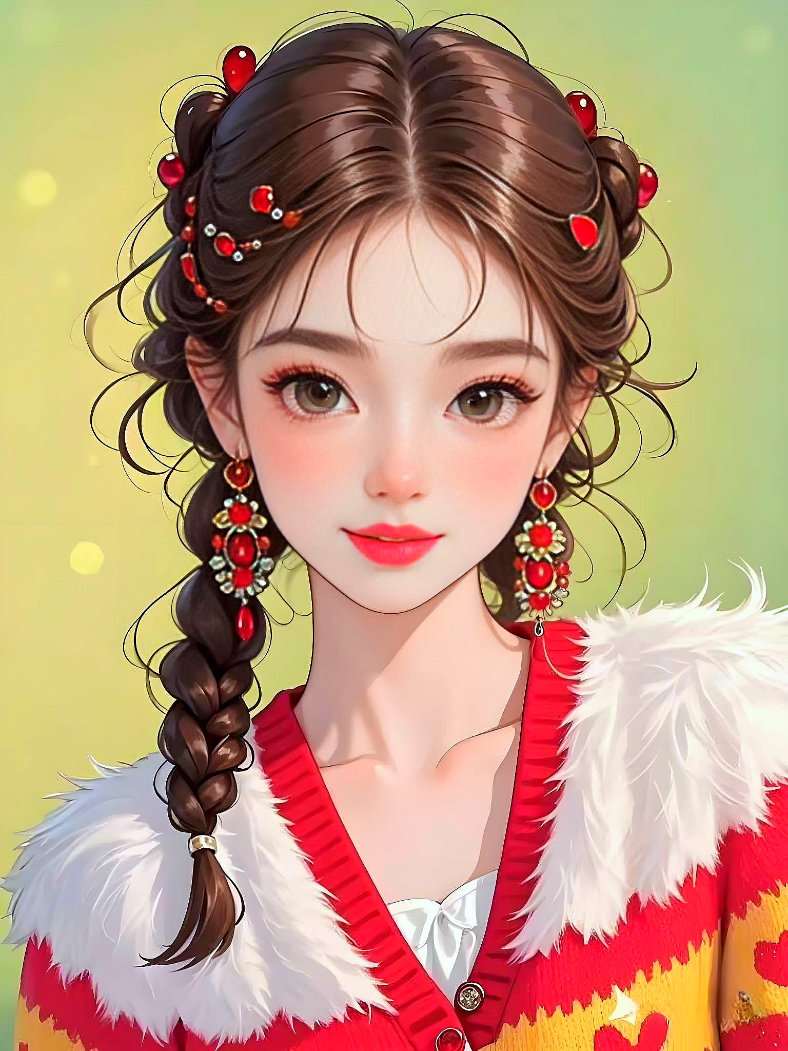 一组美丽的麻花辫女孩,共享