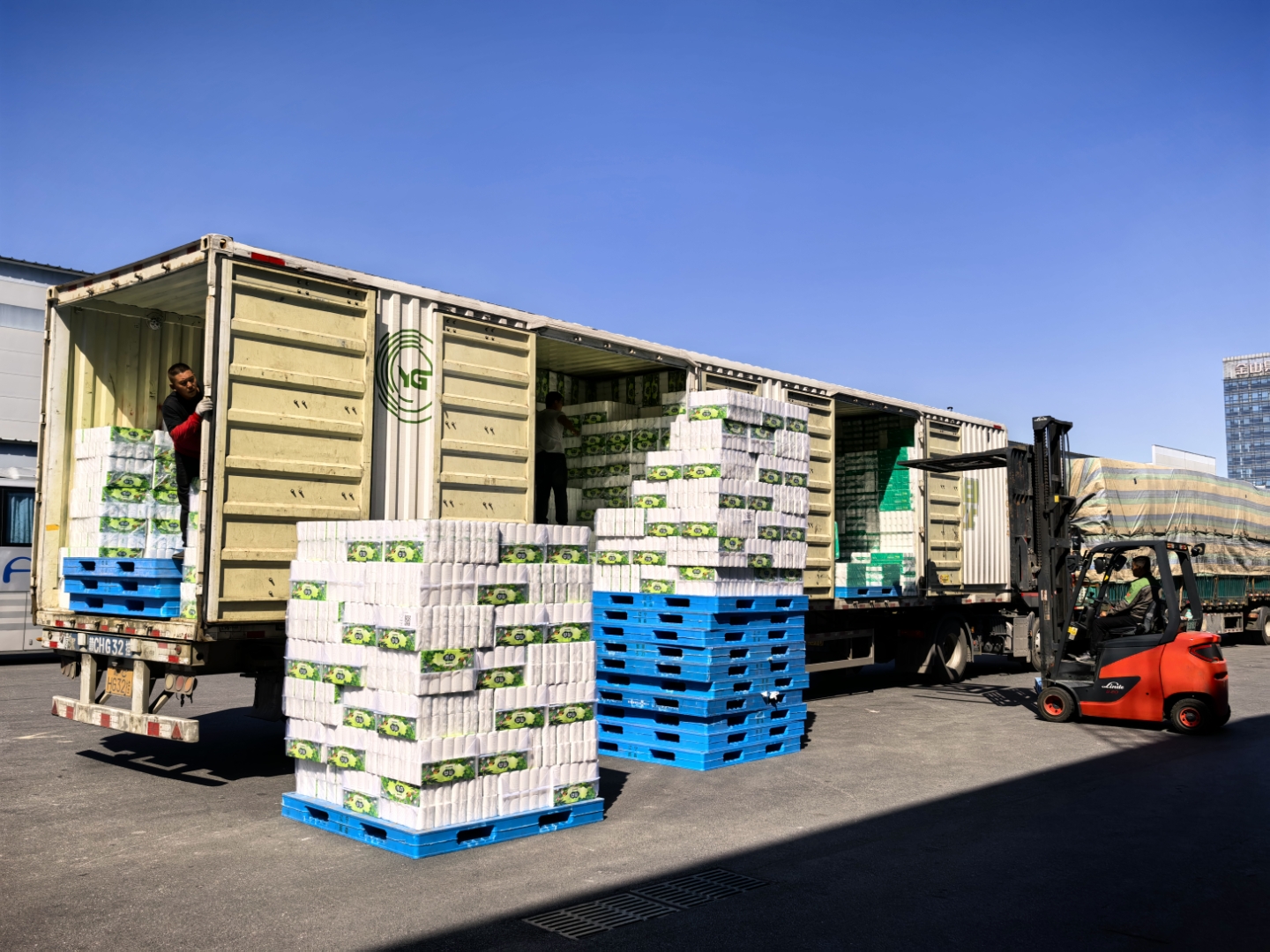 头一回看到数量堆放如此之多的卫生用品仓库,甚是壮观!