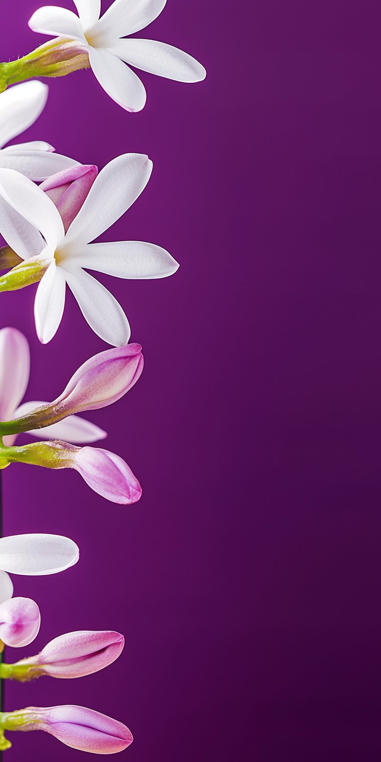 这些花朵在紫色背景前显得格外娇艳,仿佛在对我微笑呢